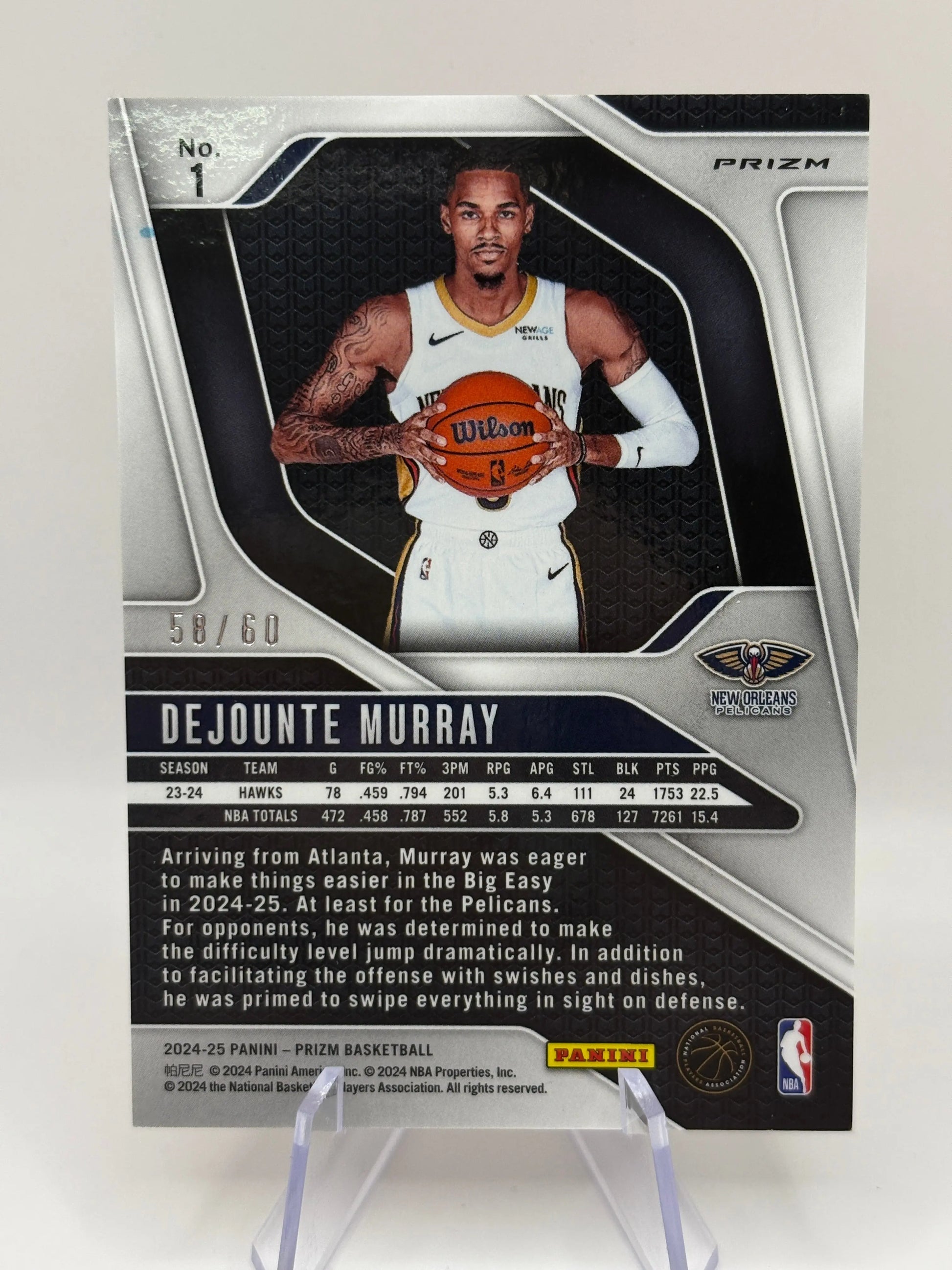 2024-25 Panini Prizm Basketball #1 Dejounte Murray 58/60 Orange Wave Parallel FRENLY BRICKS - Open 7 Days