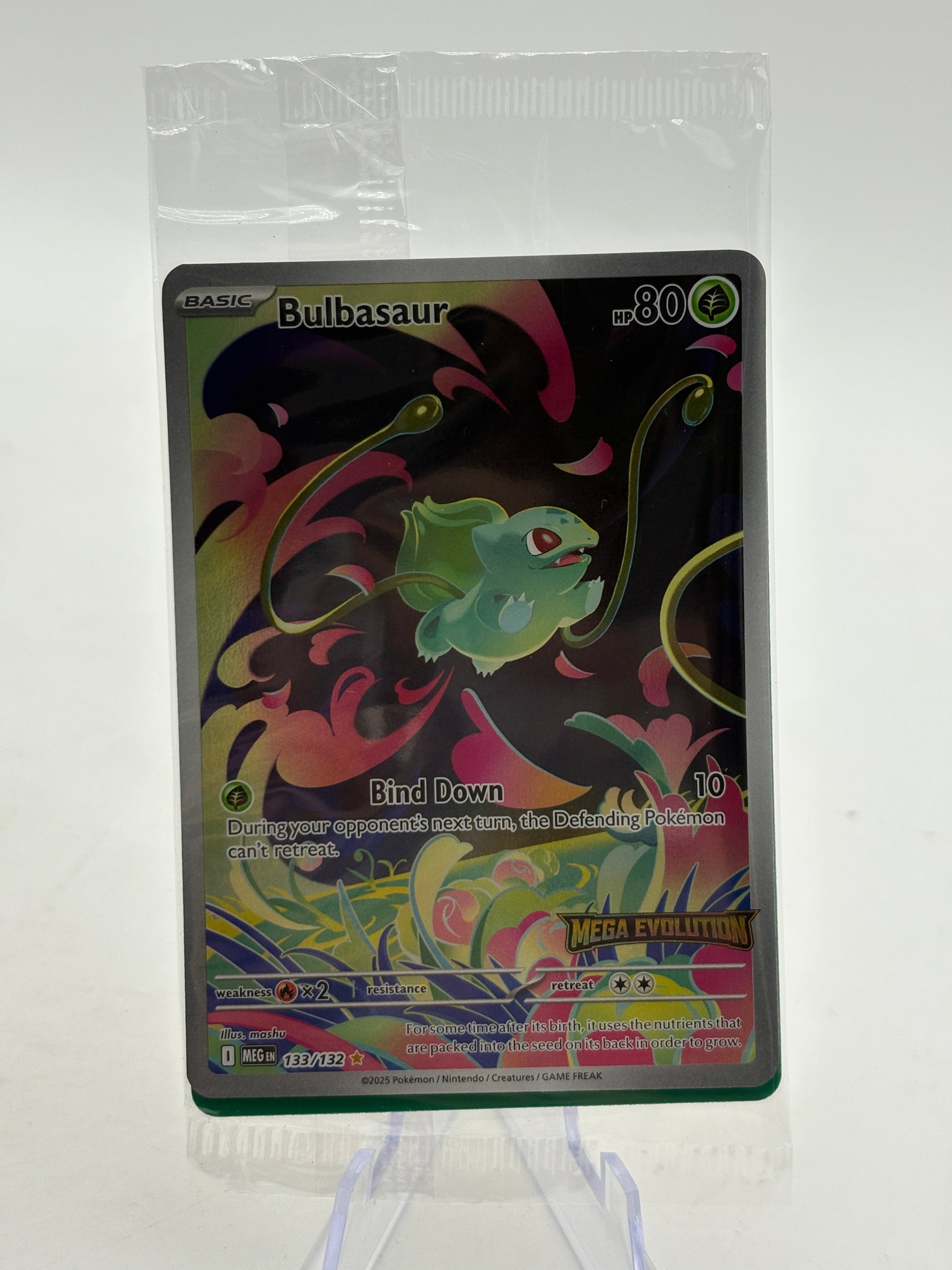 Pokemon TCG Mega Evolution - Bulbasaur 133/132 Illustration Rare Stamped Sealed (3) FRENLY BRICKS - Open 7 Days