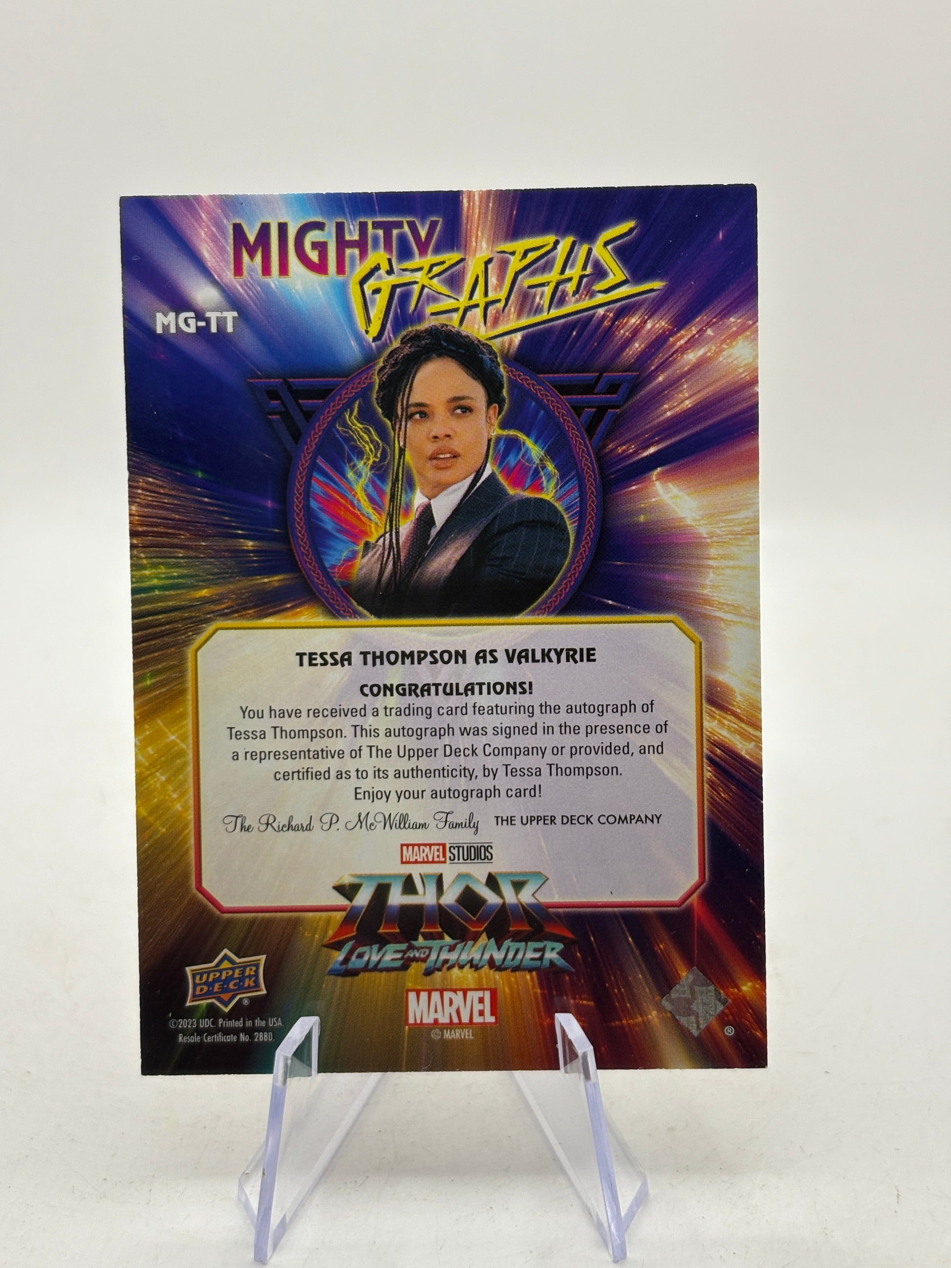2023 Marvel Upper Deck #MG-TT Mighty Graphs Tessa Thompson Auto Valkyrie FRENLY BRICKS - Open 7 Days