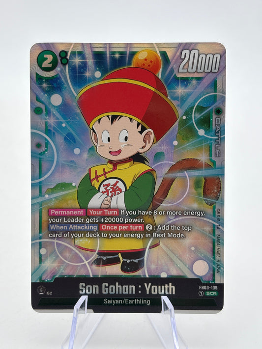 Dragon Ball Super Fusion World - Son Gohan : Youth FB03-139 SCR NM FRENLY BRICKS - Open 7 Days