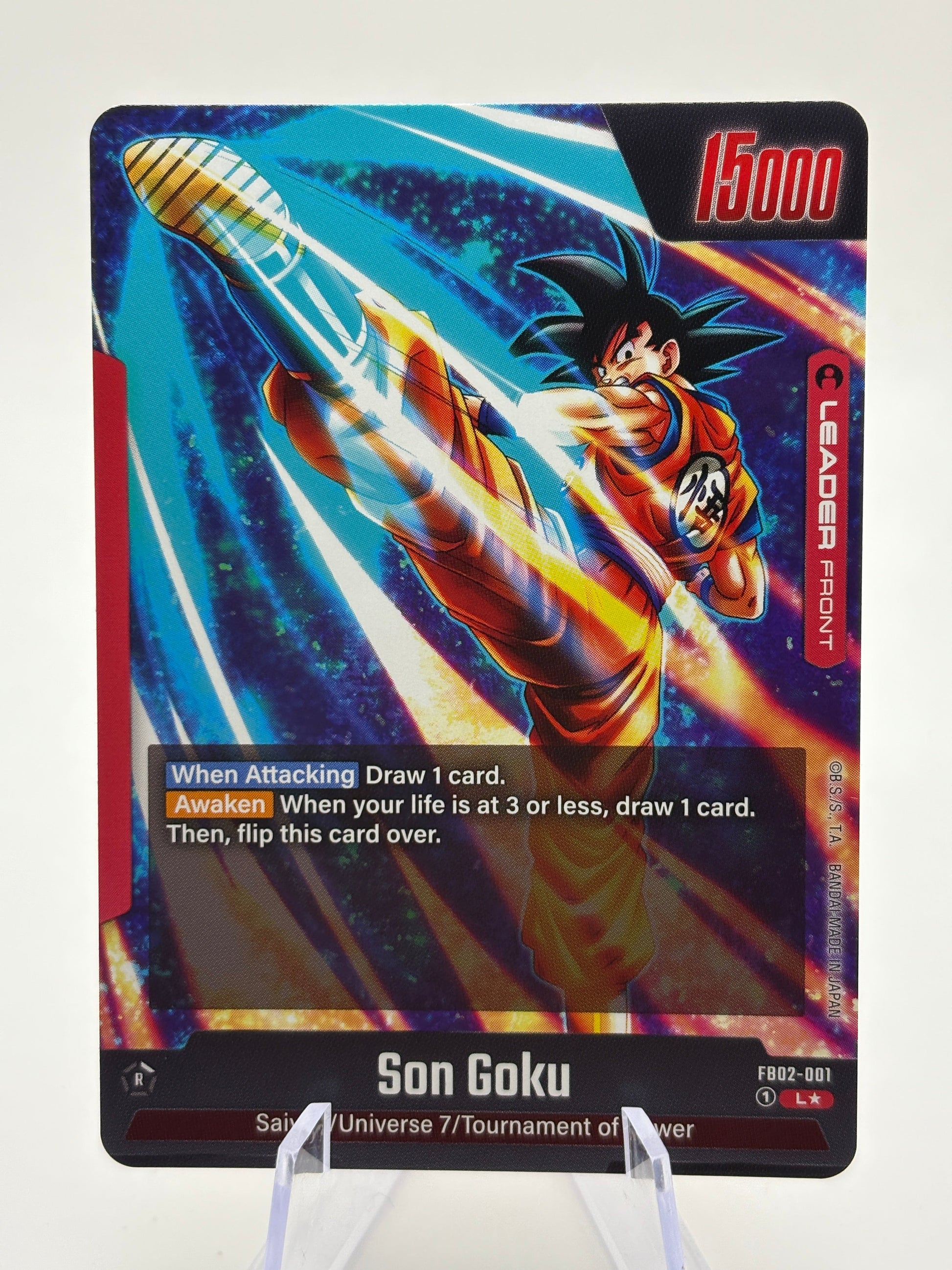 Dragon Ball Super Fusion World - Son Goku FB02-001 Leader Alternate Art NM FRENLY BRICKS - Open 7 Days
