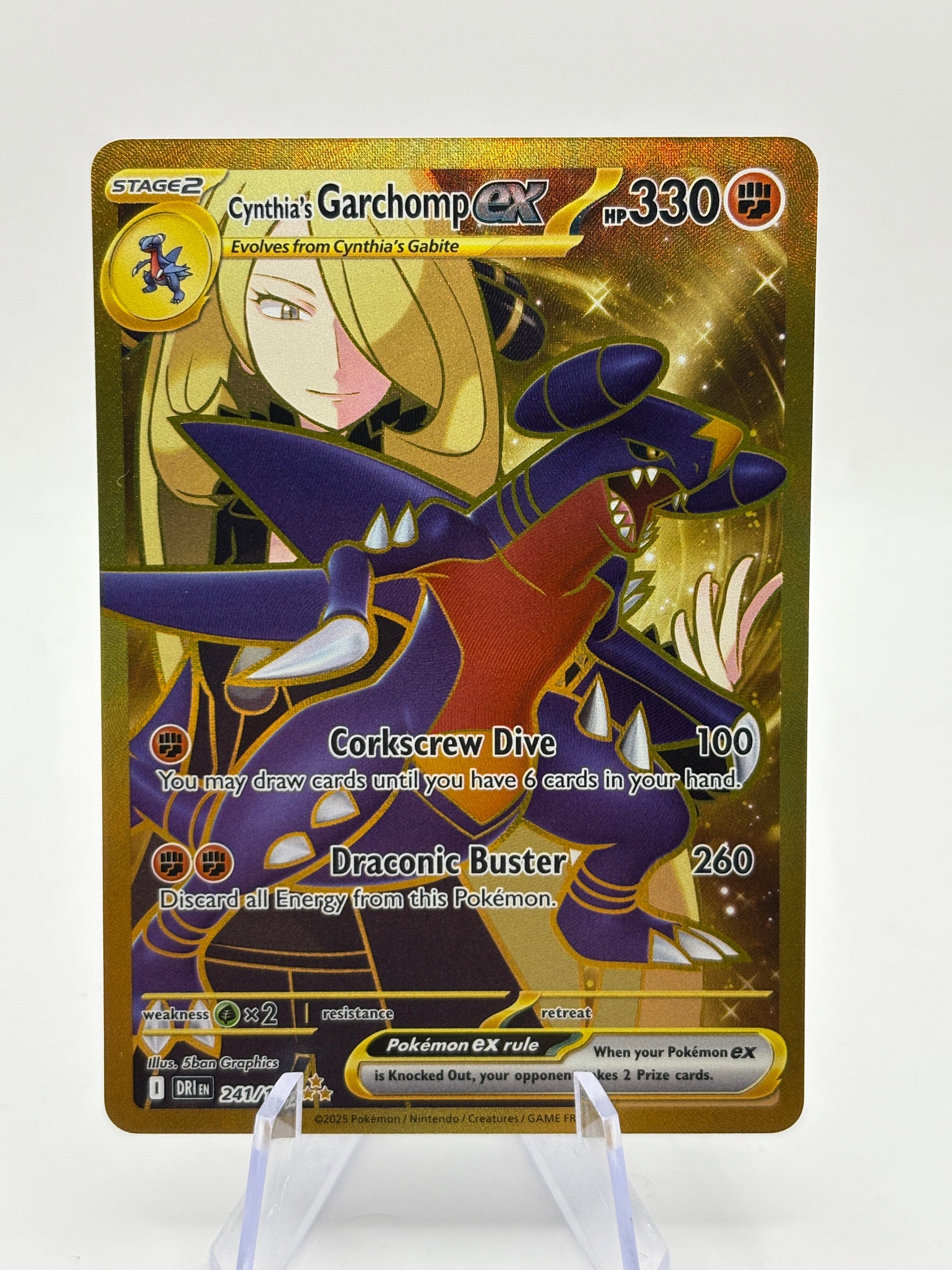 Pokemon TCG Destined Rivals - Cynthia’s Garchomp EX 241/182 Secret LP FRENLY BRICKS - Open 7 Days