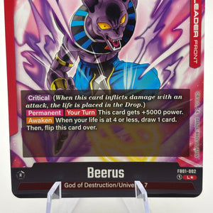 Dragon Ball Super Fusion World - Beerus FB01-002 Leader Alternate Art NM FRENLY BRICKS - Open 7 Days