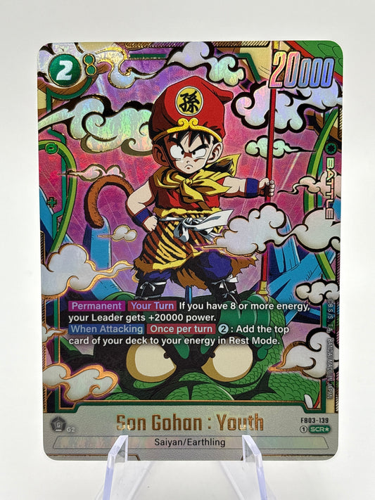 Dragon Ball Super Fusion World - Son Gohan : Youth FB03-139 SCR Alt Art FRENLY BRICKS - Open 7 Days