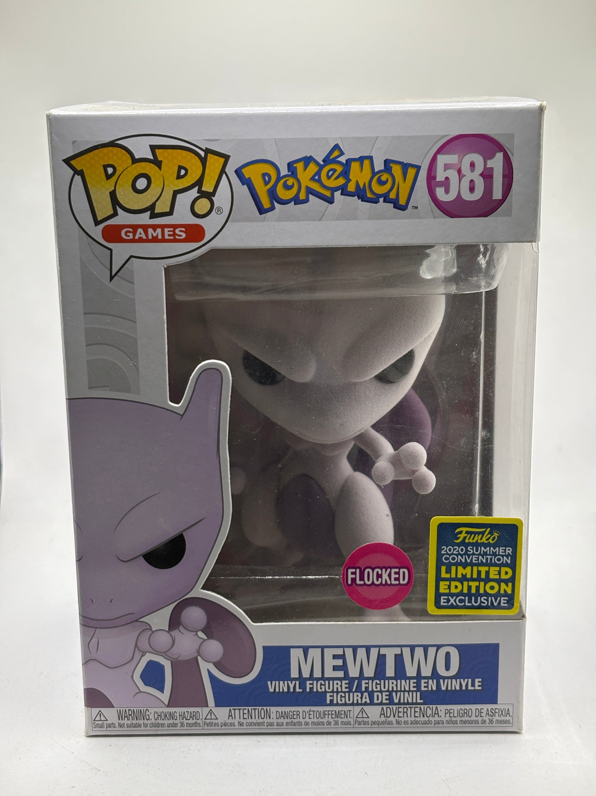 Funko POP! Games Pokemon #581 Mewtwo Flocked 2020 Summer Con Limited