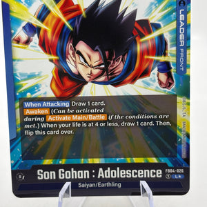 Dragon Ball Super Fusion World - Son Gohan : Adolescence FB04-026 Leader Alt Art FRENLY BRICKS - Open 7 Days