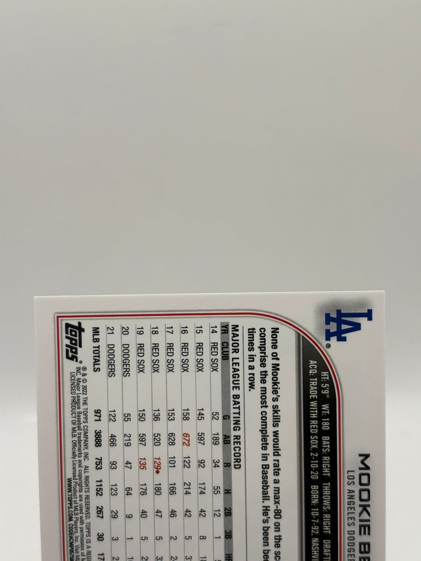2022 Topps MLB - #141 Mookie Betts UK Edition Red /99 image 7