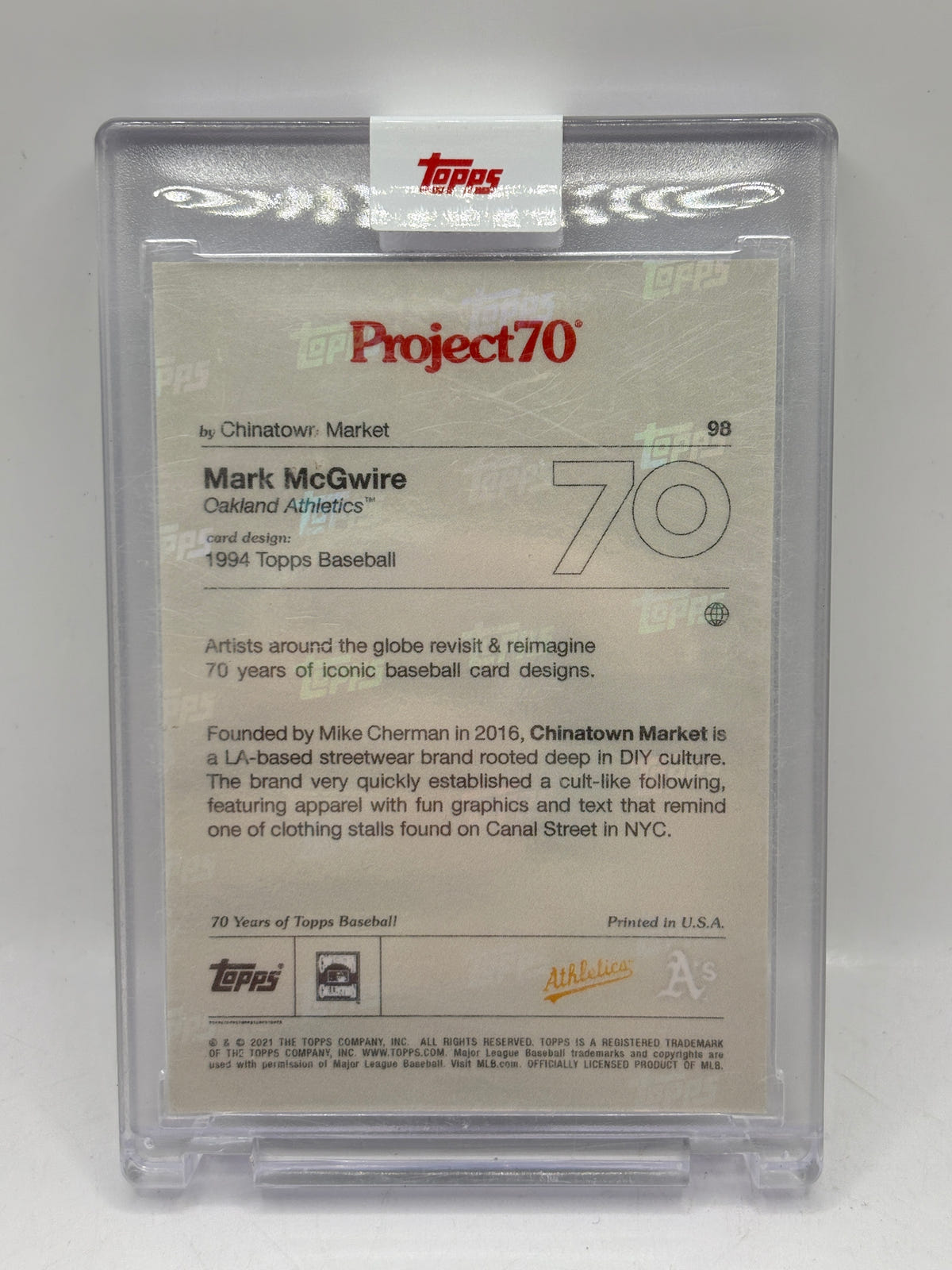 2021 Topps Project70 MLB - #96 Mark Mcgwire 1994 Chinatown Market NM, photo 4 image 4