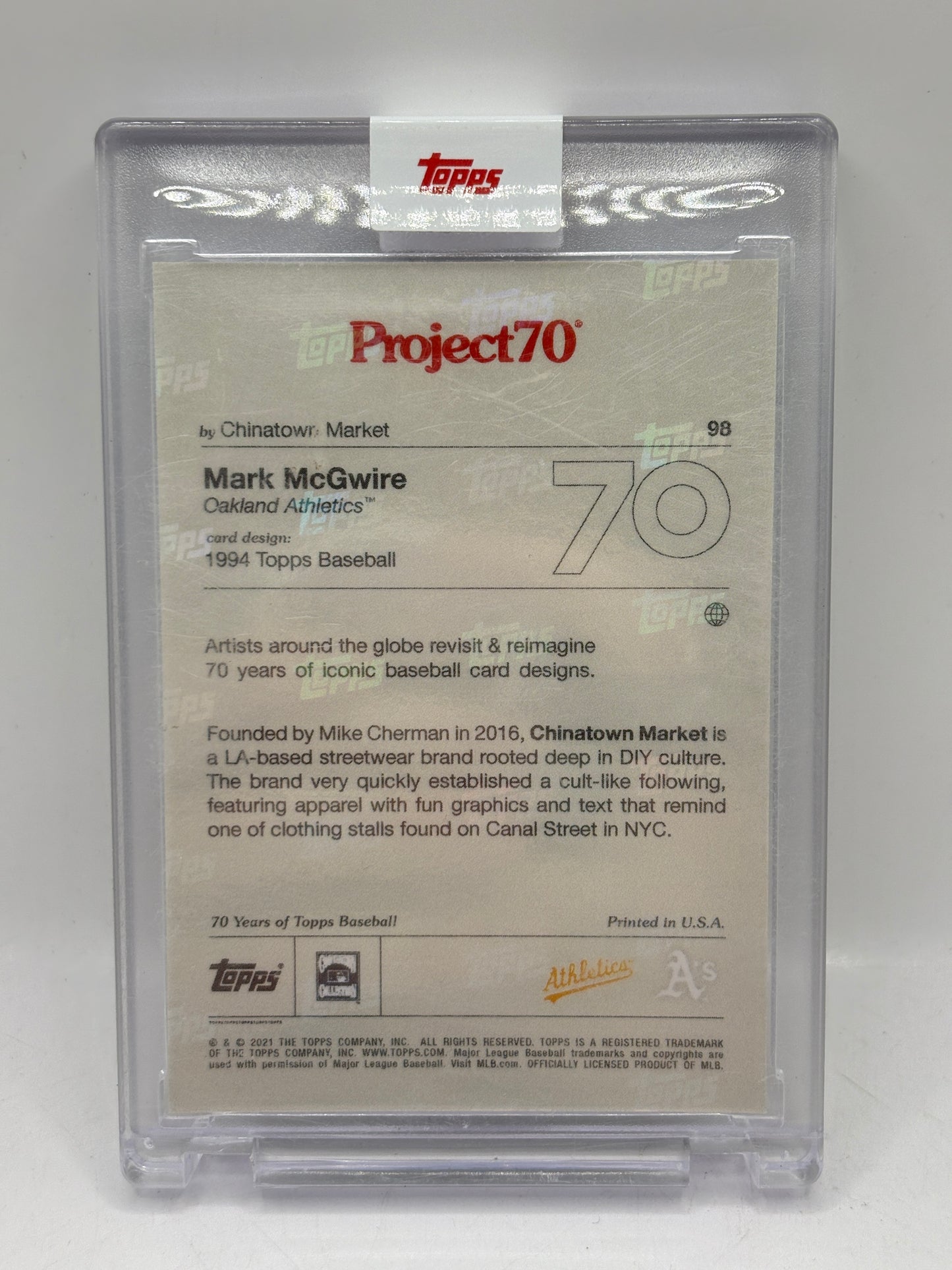 2021 Topps Project70 MLB - #96 Mark Mcgwire 1994 Chinatown Market image 4