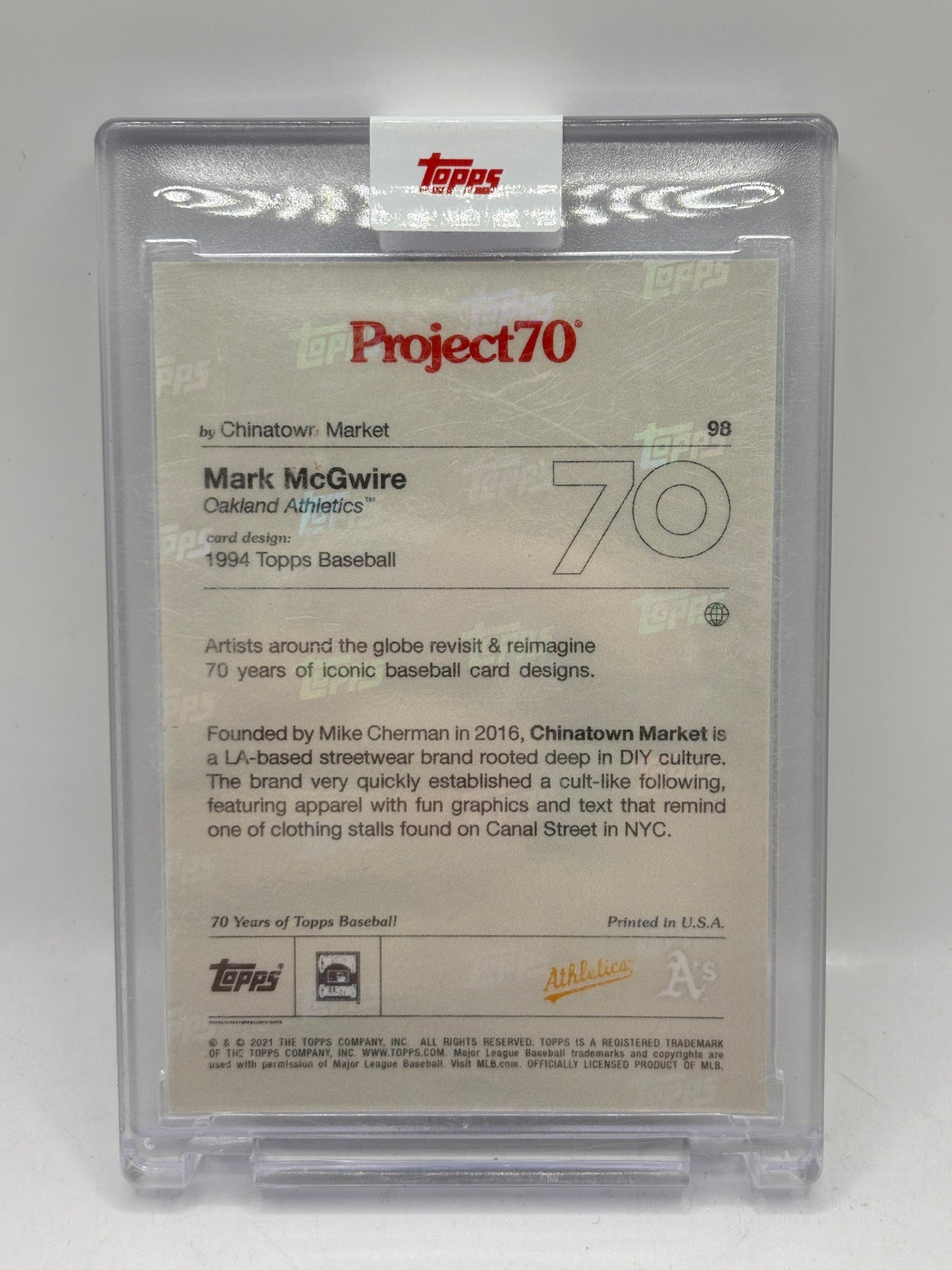 2021 Topps Project70 MLB - #96 Mark Mcgwire 1994 Chinatown Market image 2