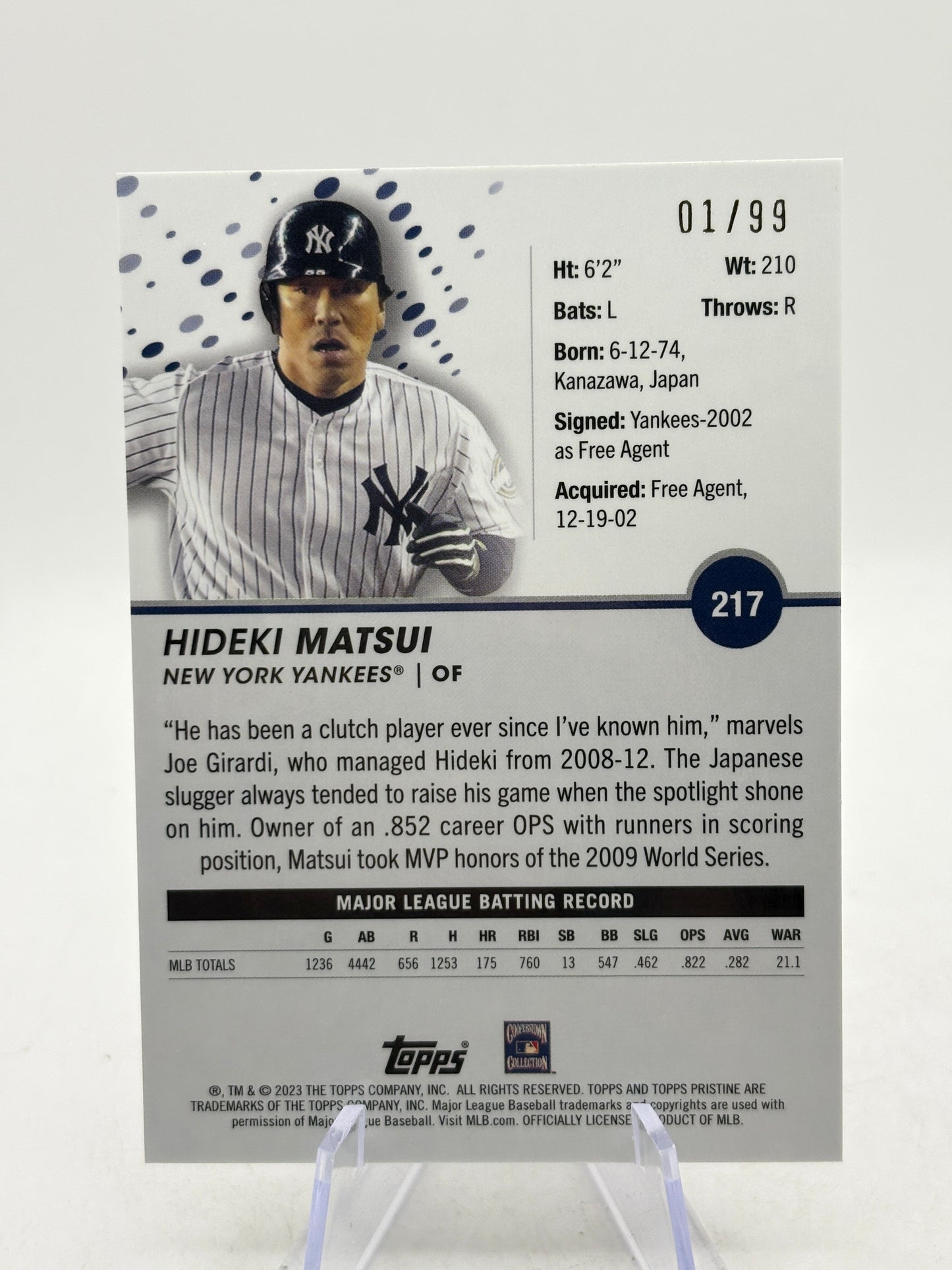 2023 Topps Pristine MLB - #217 Hideki Matsui Purple Pristine 01/99 image 2