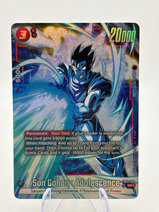 Dragon Ball Super Fusion World - Son Gohan : Adolescence FB02-018 SR Alt Art FRENLY BRICKS - Open 7 Days