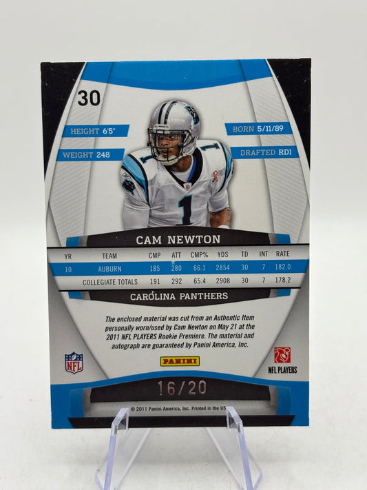 2011 Panini Gridiron Gear - Cam Newton Rookie Gridiron Gems 16/20 Auto