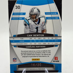 2011 Panini Gridiron Gear - Cam Newton Rookie Gridiron Gems 16/20 Auto