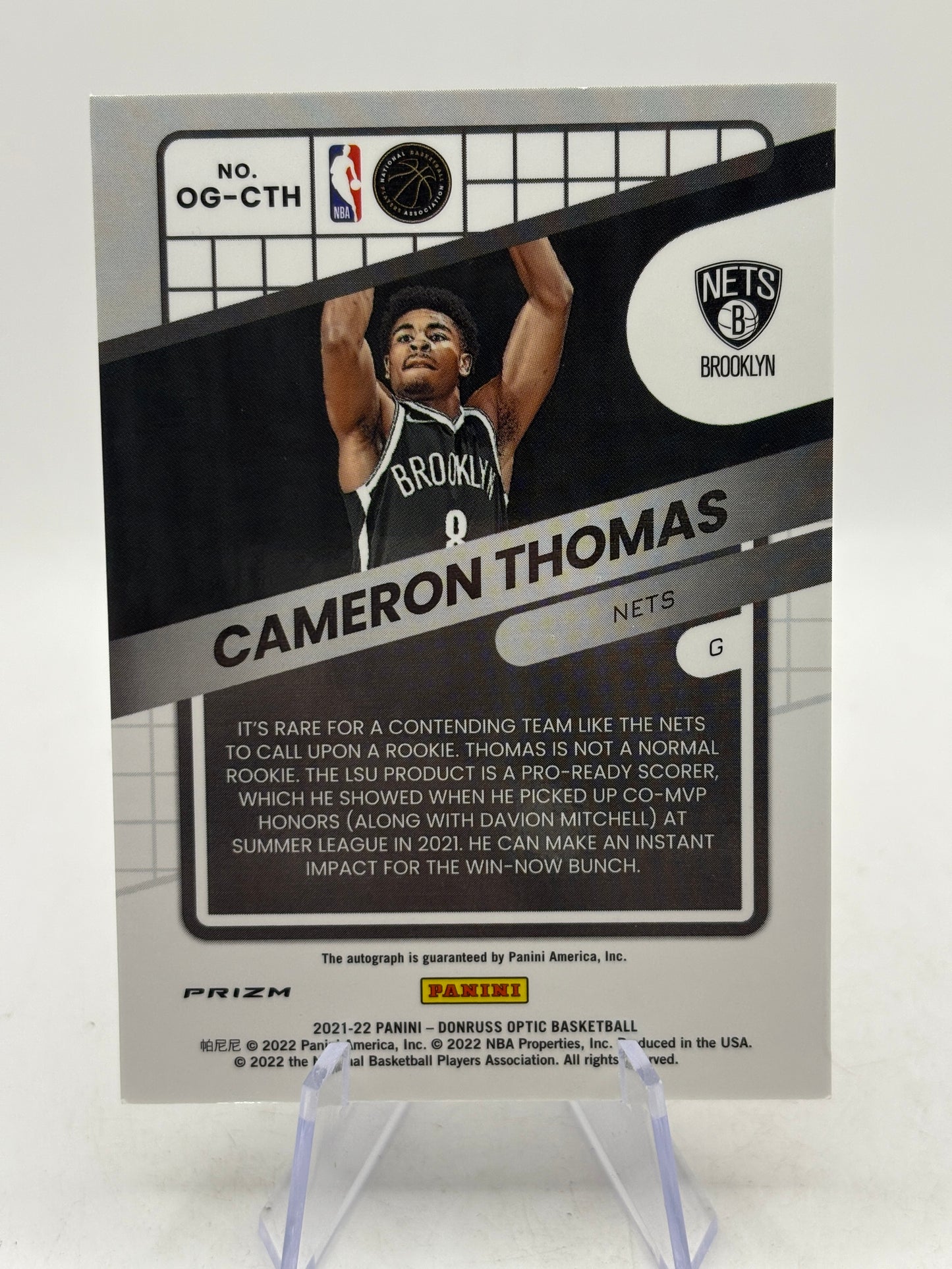 2021-22 Panini Donruss Optic Basketball OG-CTH Optigraphs Cameron Thomas Auto image 6