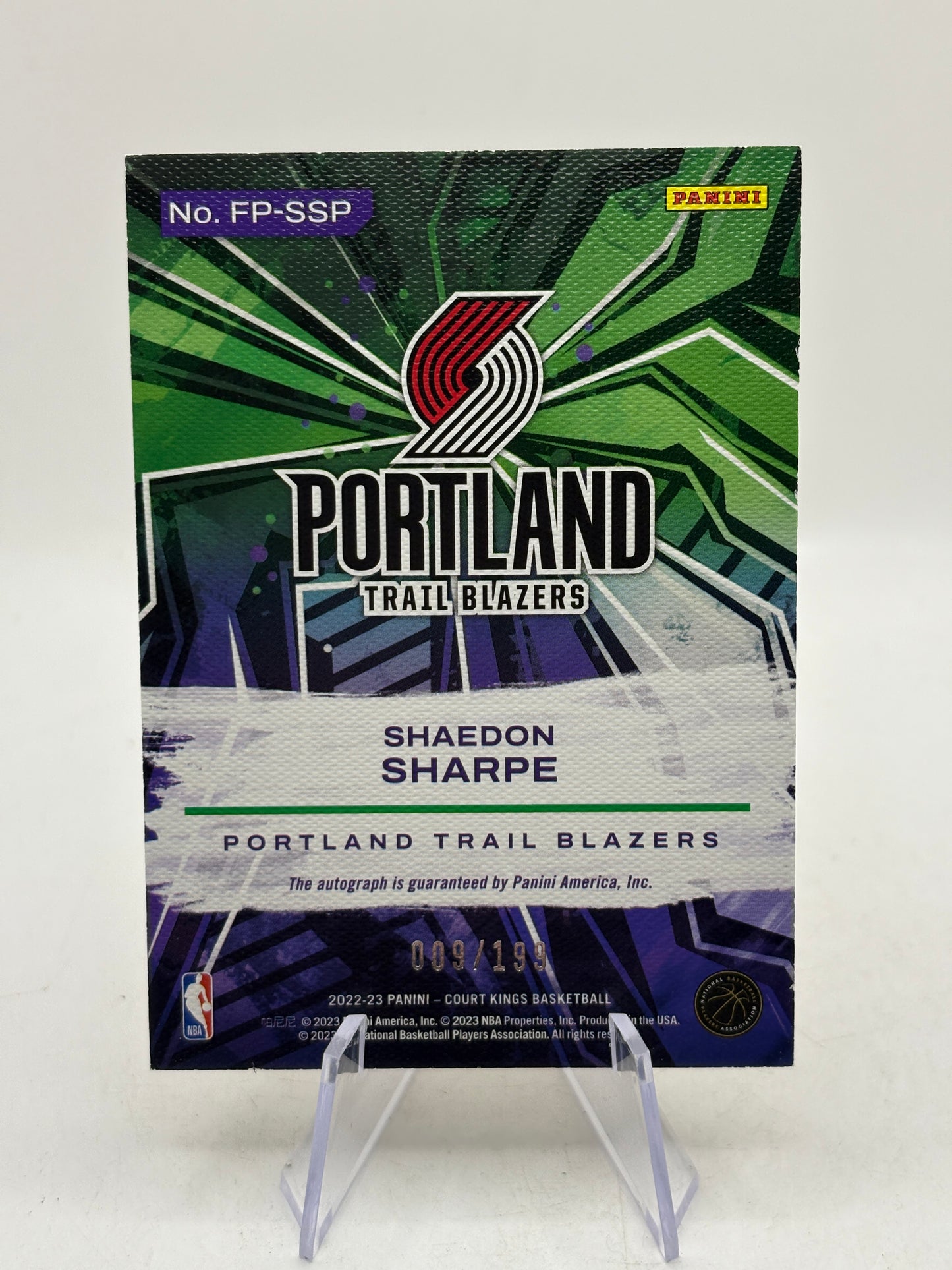 2022-23 Panini Court Kings Basketball FP-SSP Fresh Paint Shaedon Sharpe Auto /19 image 2