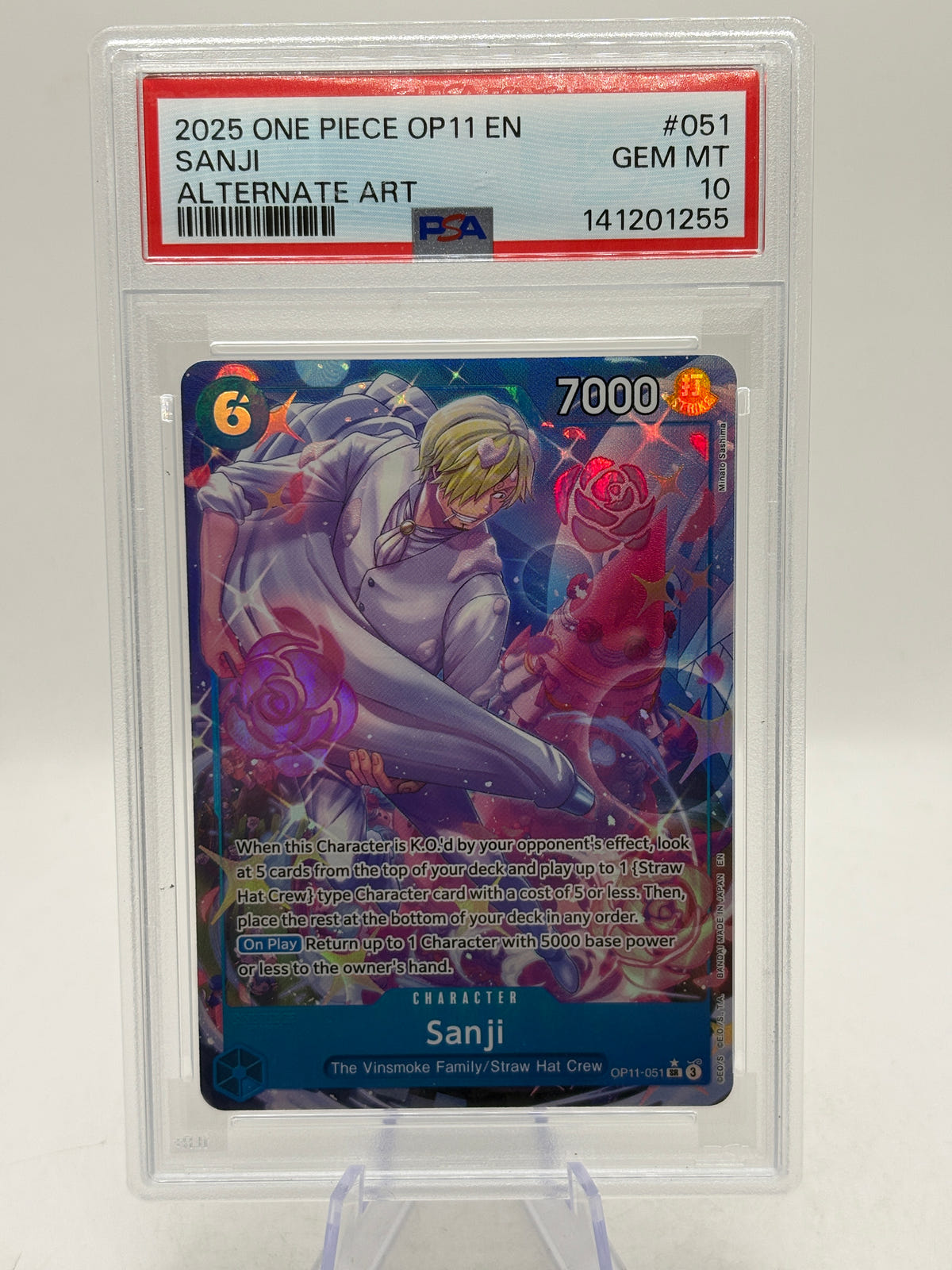 2025 One Piece OP11 - Sanji OP11-051 SR* Alt Art PSA 10, photo 3 image 3