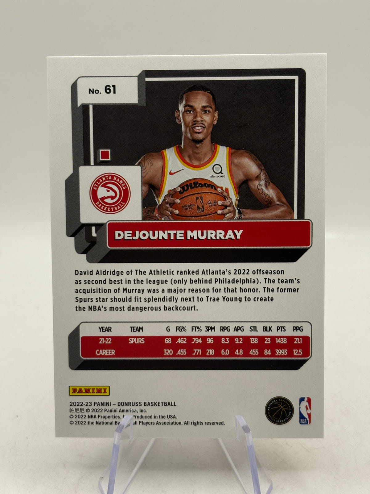 2022-23 Panini Donruss #61 Dejounte Murray 18/25 Yellow, photo 2 image 2