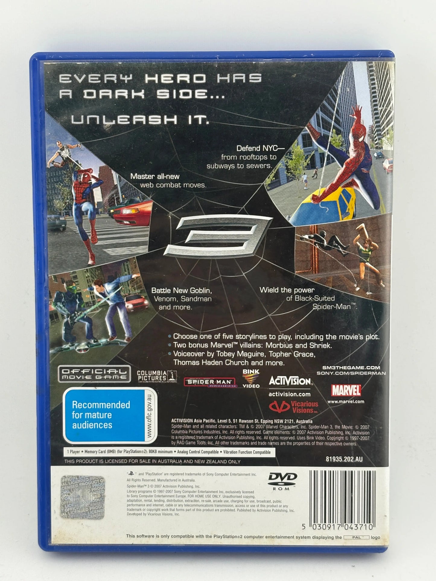 Sony Playstation 2 - Activision Spider-Man 3 Video Game with Manual FRENLY BRICKS - Open 7 Days
