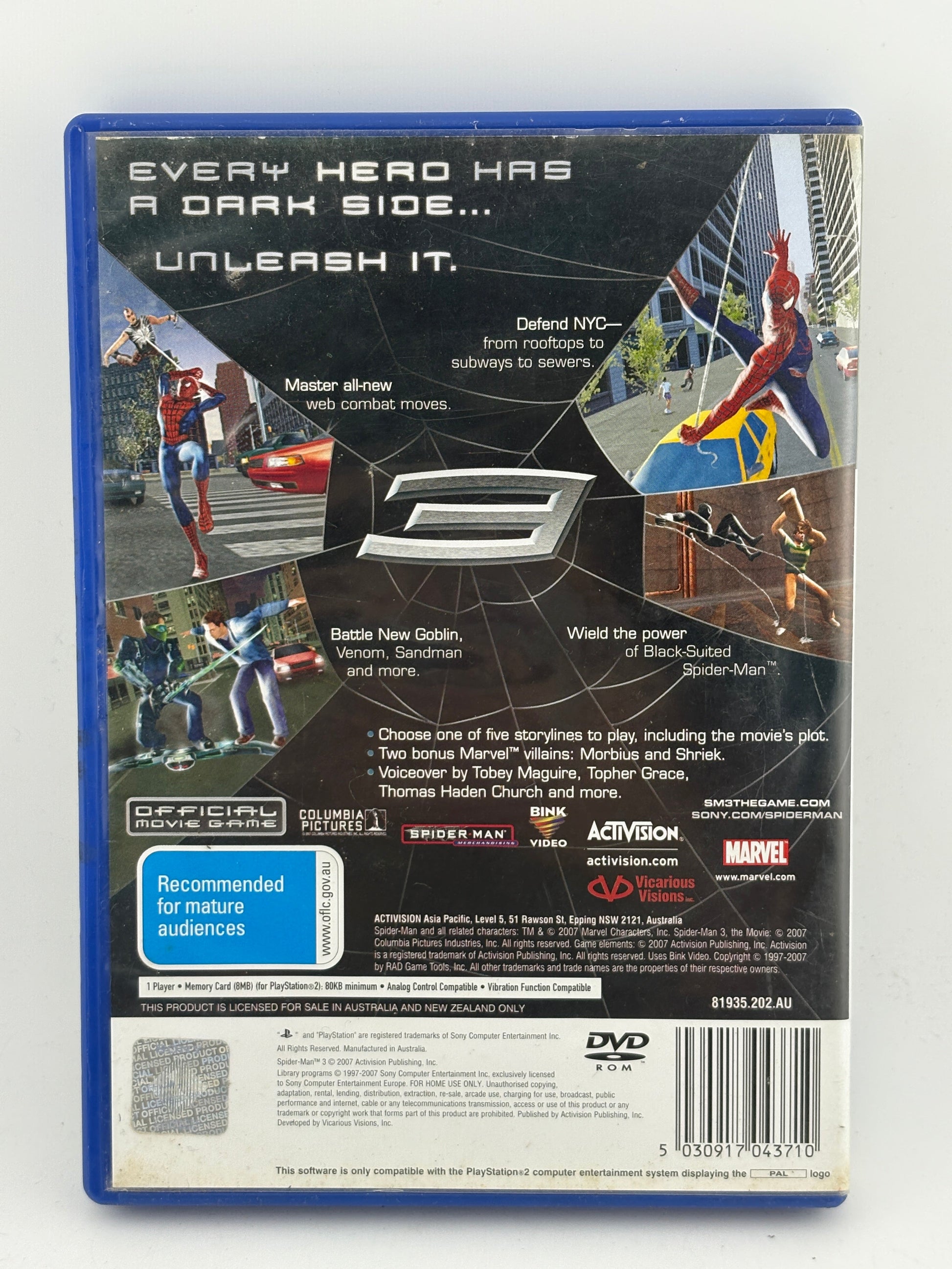 Sony Playstation 2 - Activision Spider-Man 3 Video Game with Manual FRENLY BRICKS - Open 7 Days