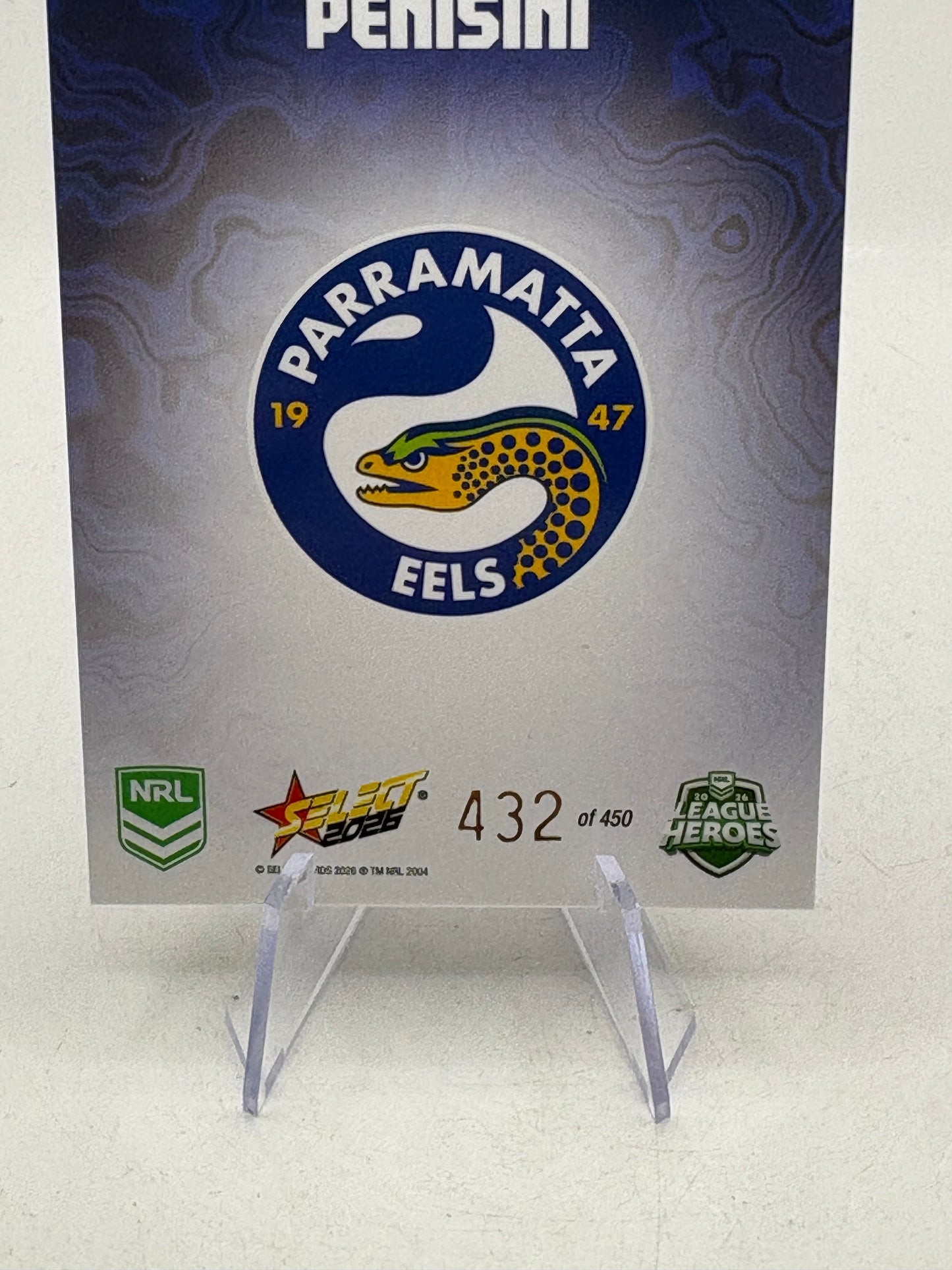 2026 Select NRL - M128 Mercury Will Penisini 432/450 Parramatta Eels image 4