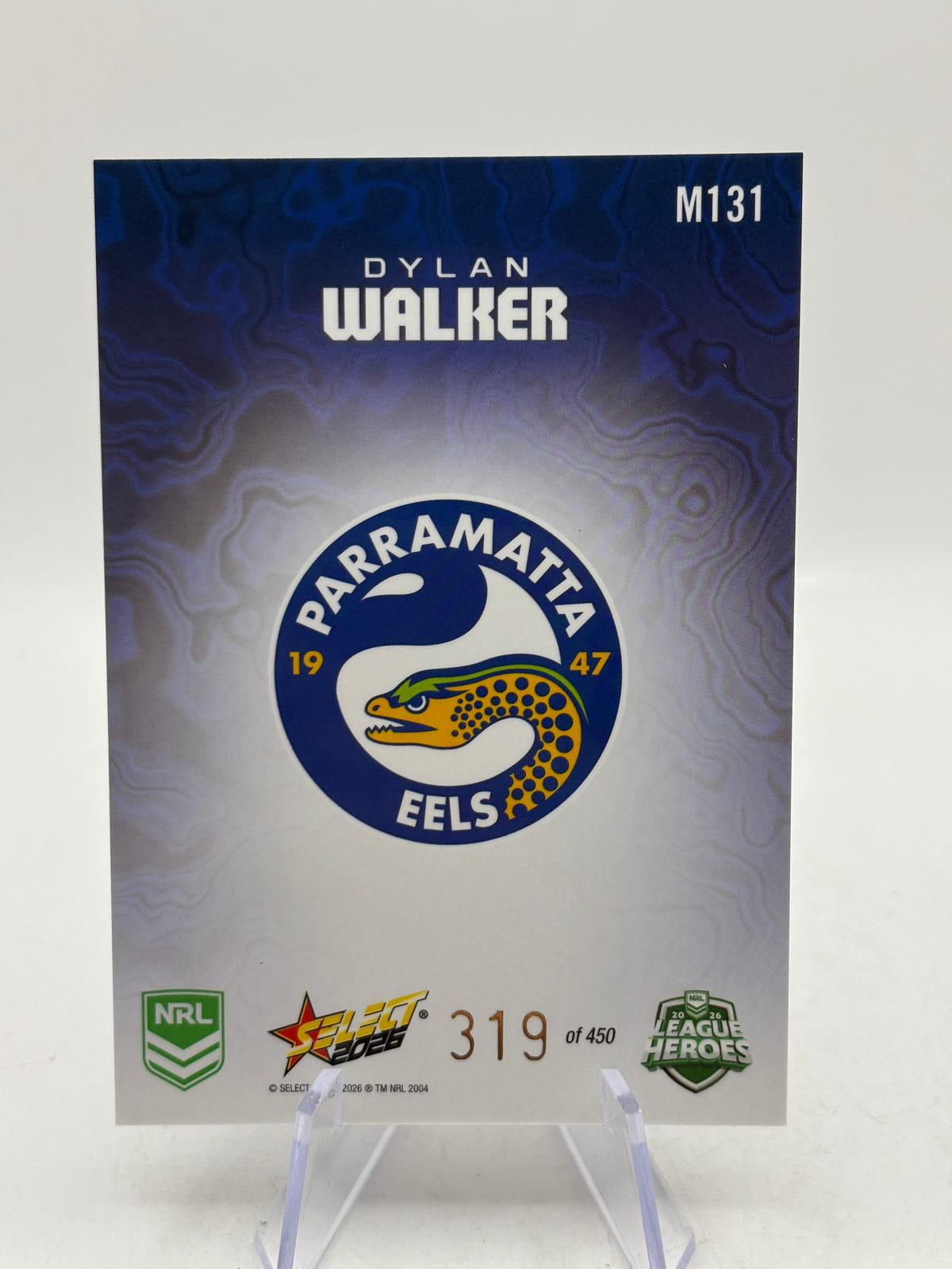2026 Select NRL - Mercury M131 Dylan Walker 319/450 Parramatta Eels, photo 2 image 2