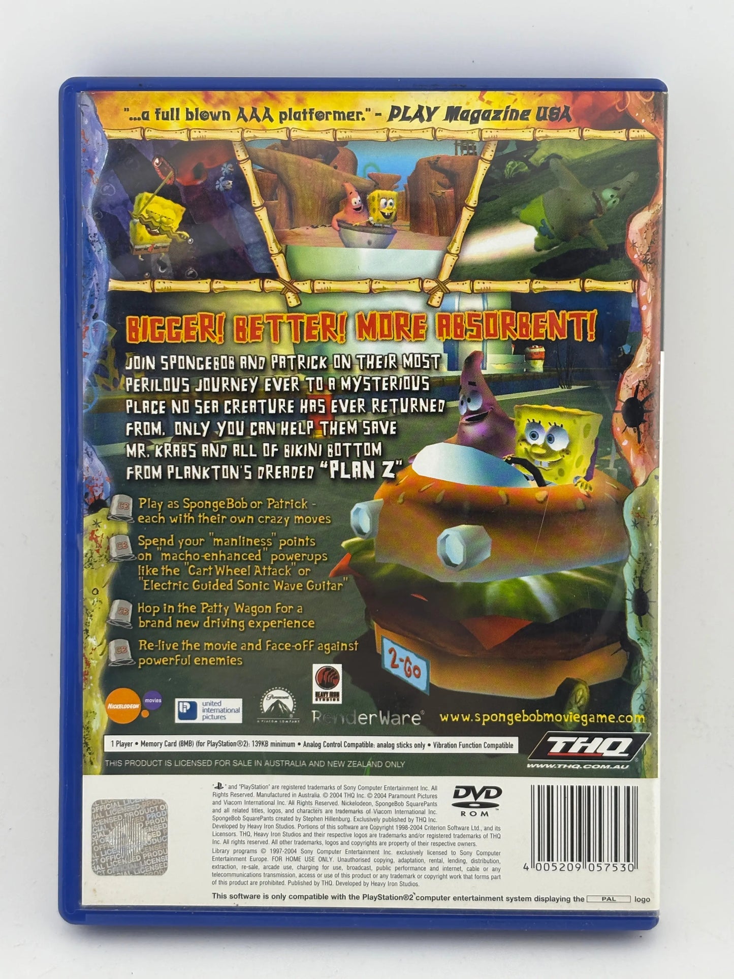 Sony Playstation 2 - The Spongebob Squarepants Movie Video Game FRENLY BRICKS - Open 7 Days