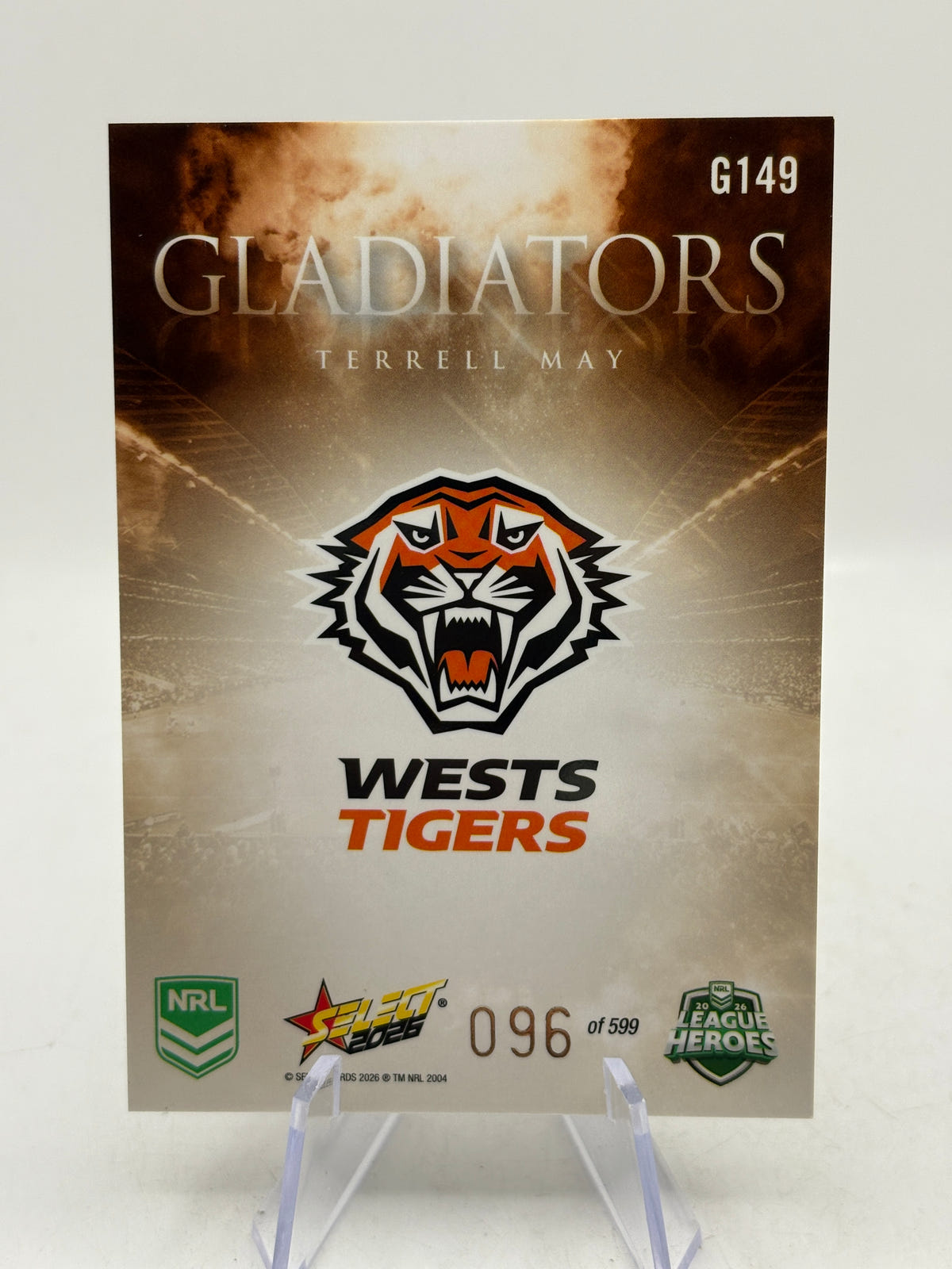2026 Select NRL - Gladiators G149 Terrell May 096/599 West Tigers, photo 6 image 6