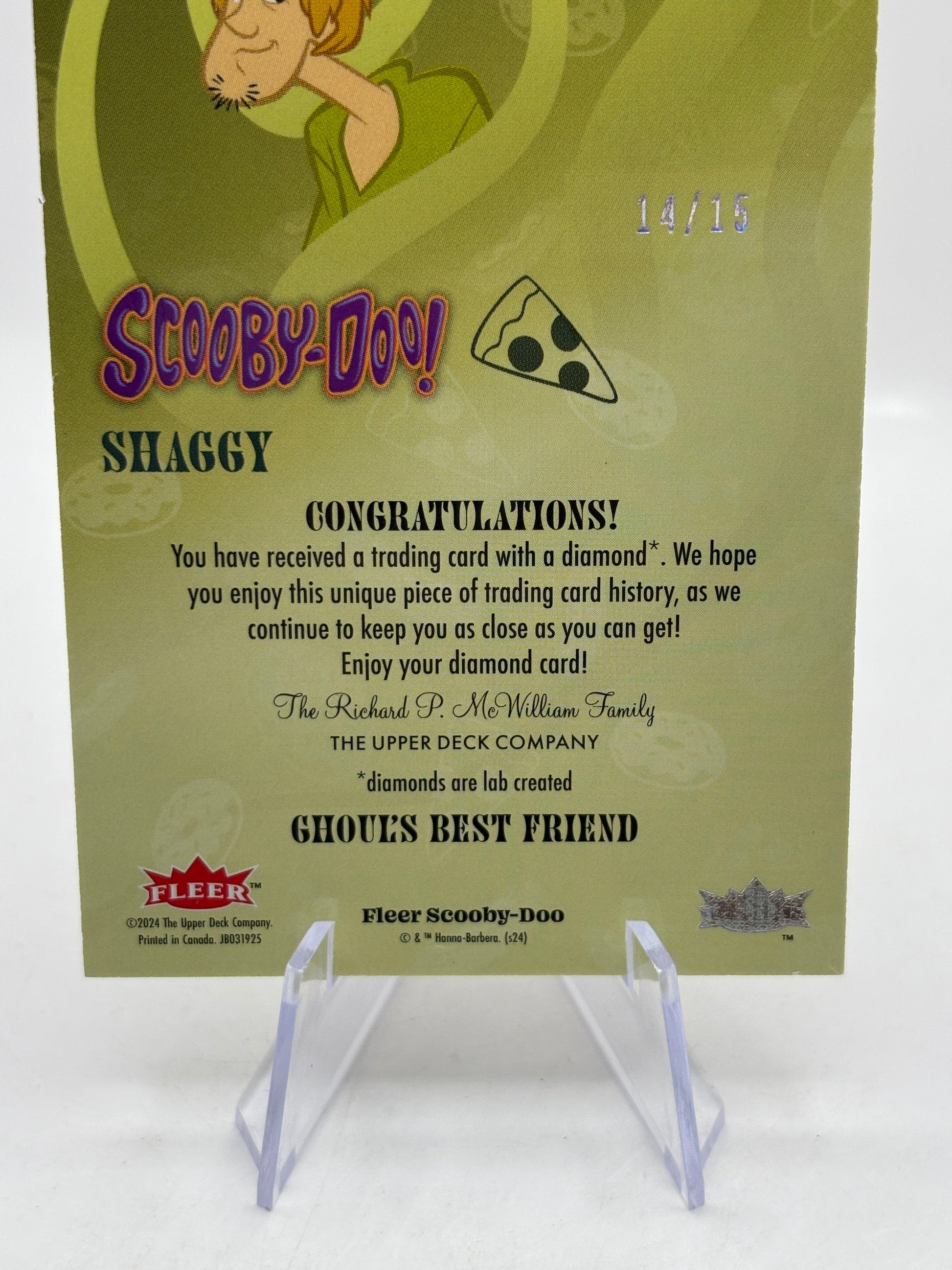 2024 Fleer Scooby Doo Ghouls Best Friend Diamond Relics /15 Shaggy #32 FRENLY BRICKS - Open 7 Days