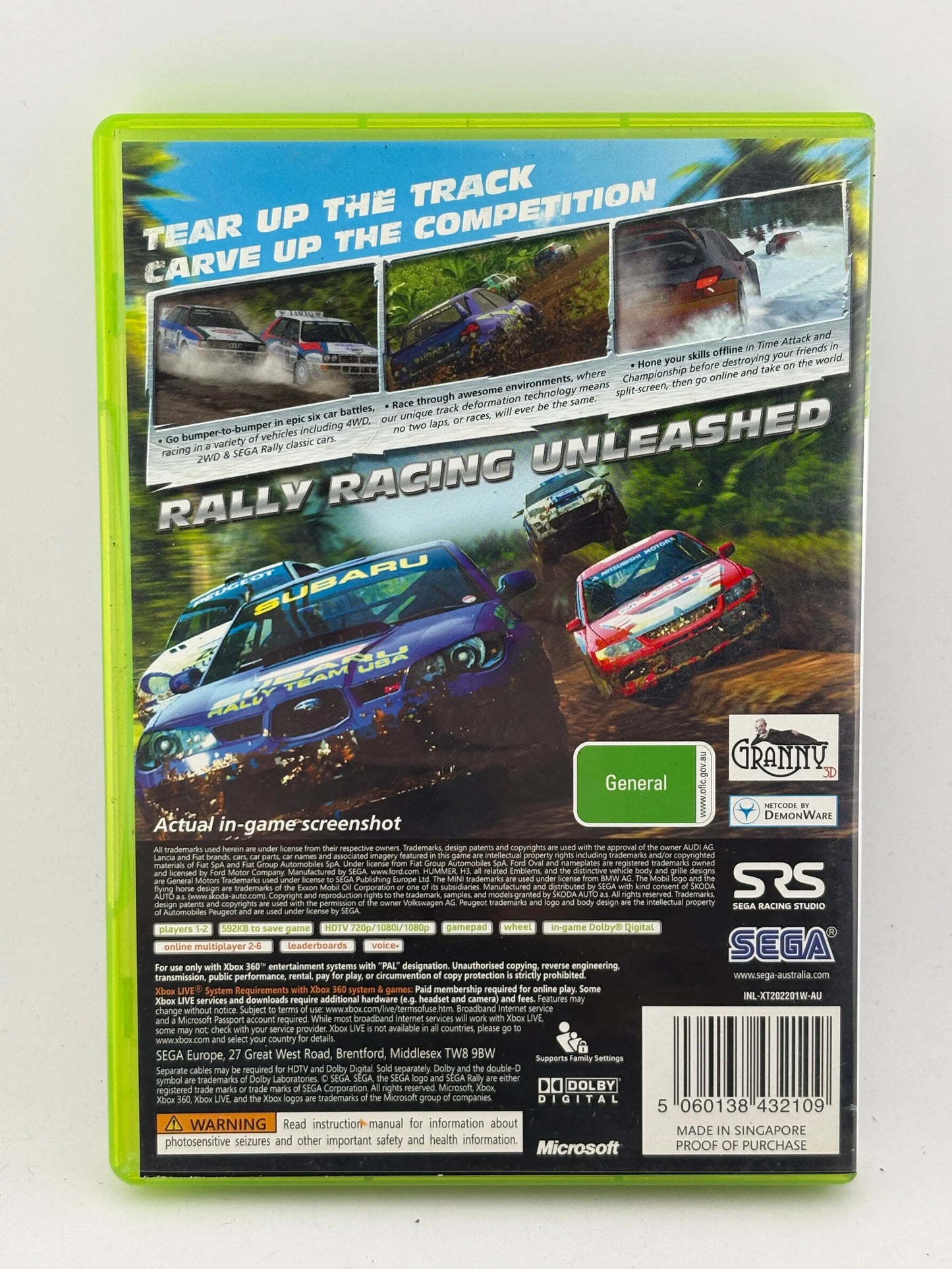 Microsoft Xbox 360 - Sega Rally Video Game with Manual FRENLY BRICKS - Open 7 Days