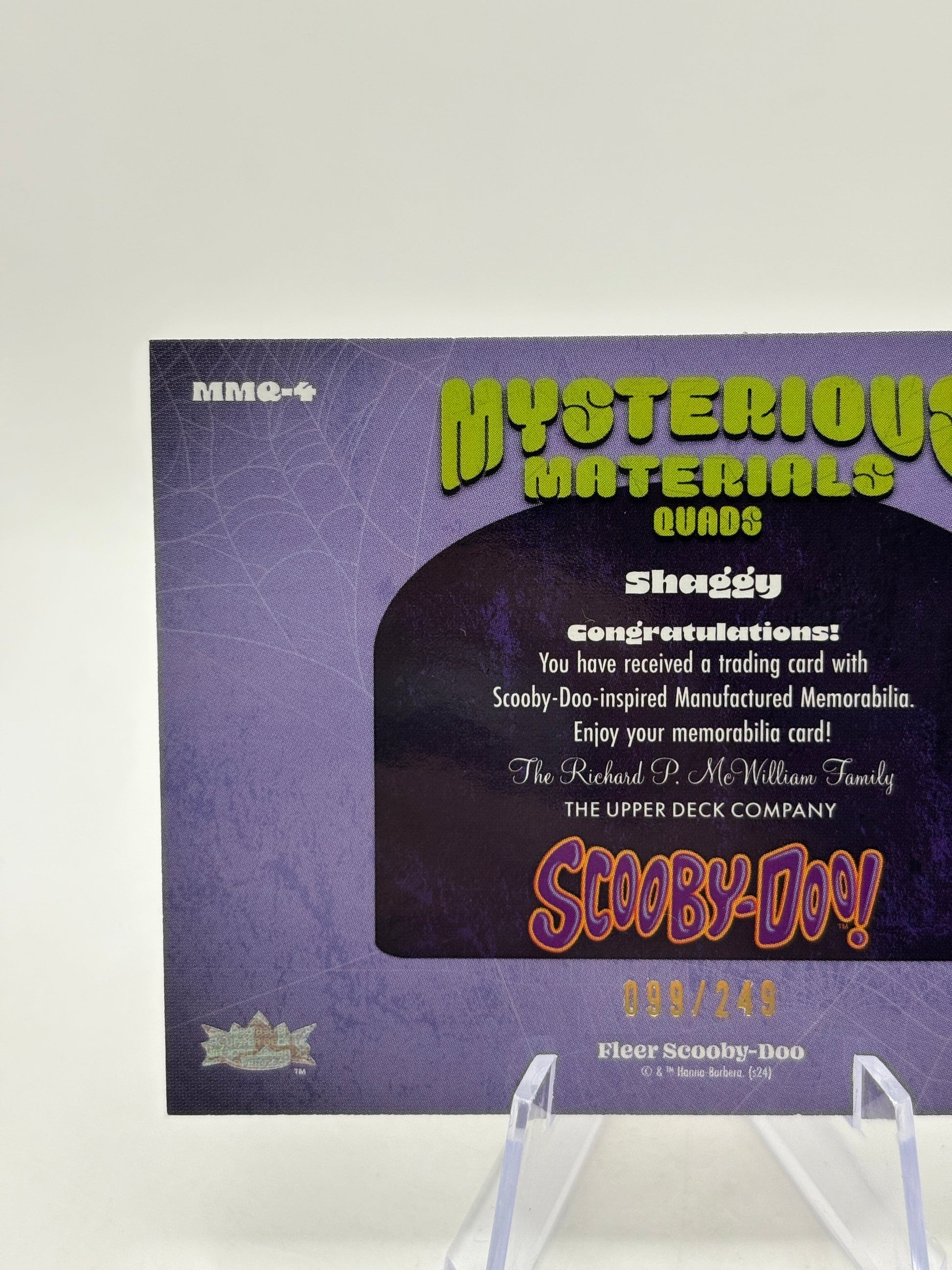 2024 Fleer Scooby Doo Mysterious Material Quad Relics /249 Shaggy #MMQ-4 FRENLY BRICKS - Open 7 Days