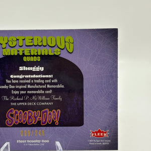 2024 Fleer Scooby Doo Mysterious Material Quad Relics /249 Shaggy #MMQ-4 FRENLY BRICKS - Open 7 Days