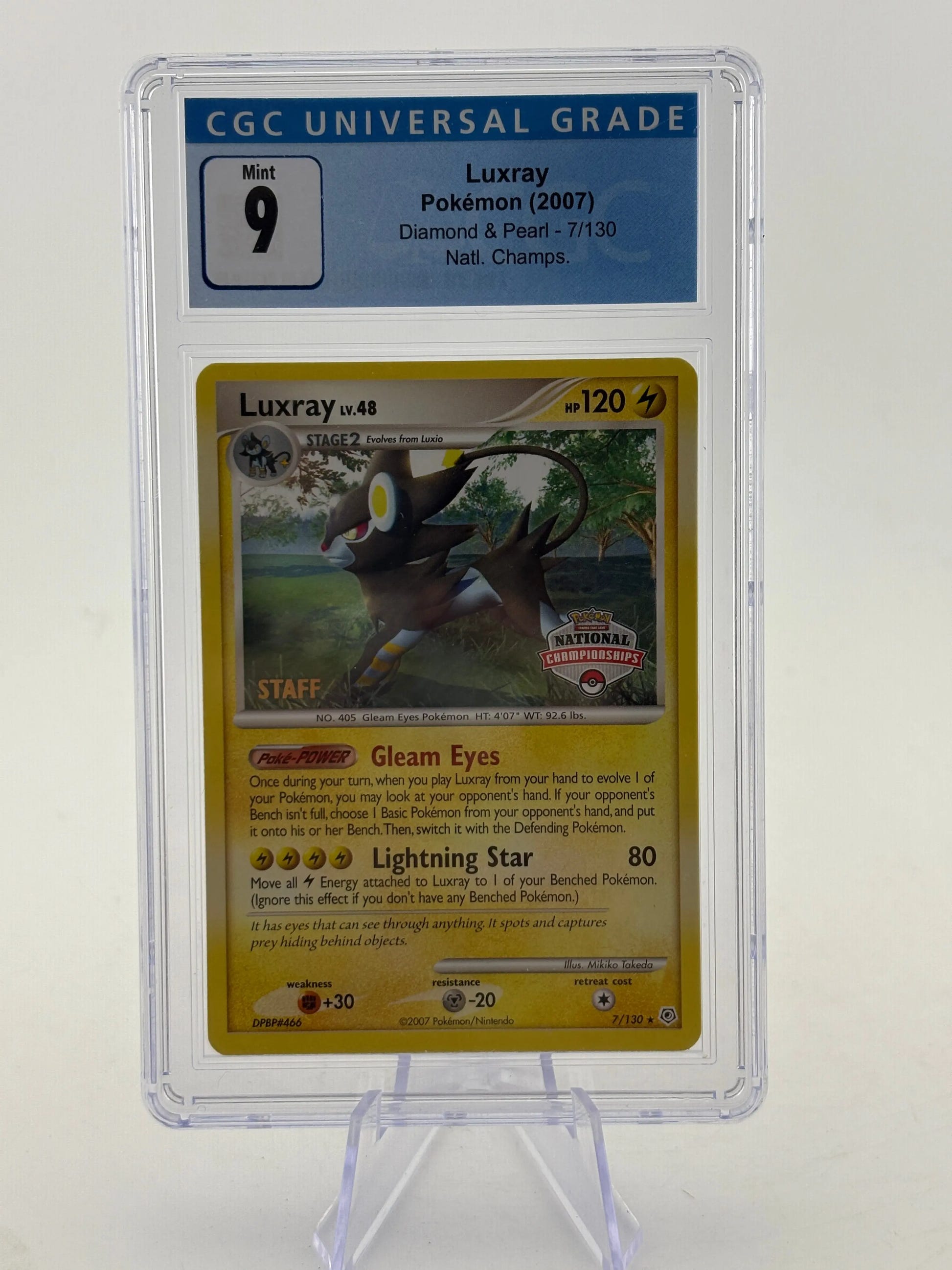 Pokemon TCG Diamond Pearl - Luxray 7/130 National Championship Staff CGC 9 FRENLY BRICKS - Open 7 Days image 1