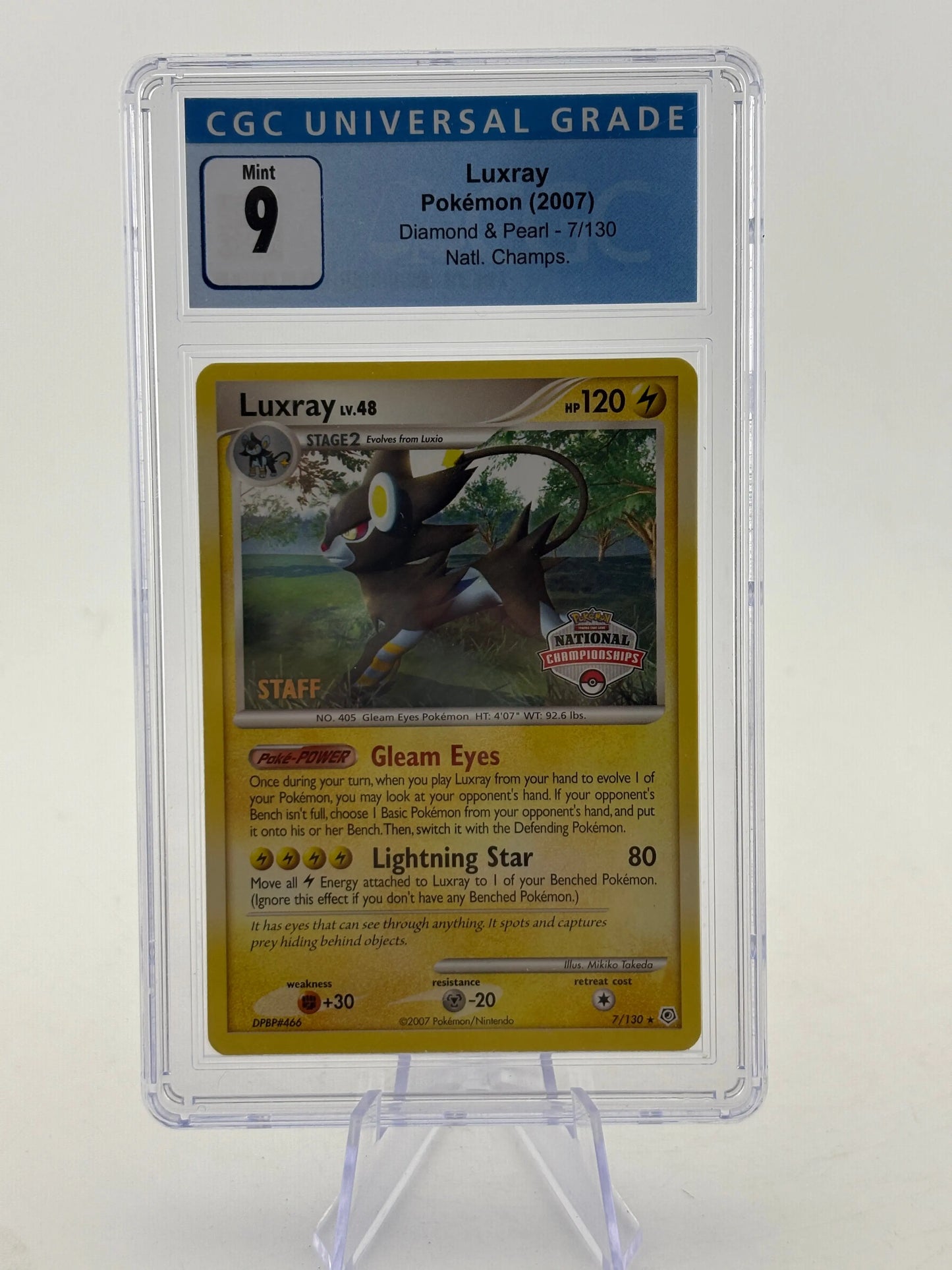 Pokemon TCG Diamond Pearl - Luxray 7/130 National Championship Staff CGC 9 FRENLY BRICKS - Open 7 Days