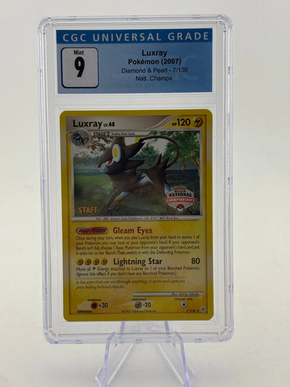 Pokemon TCG Diamond Pearl - Luxray 7/130 National Championship Staff CGC 9 FRENLY BRICKS - Open 7 Days