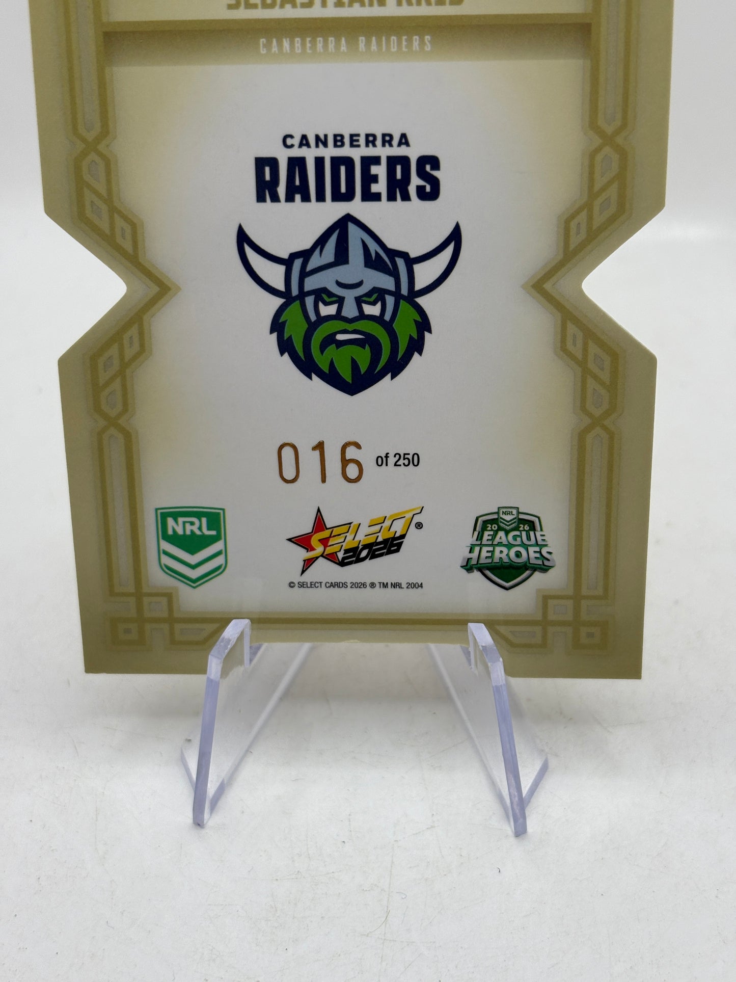 2026 Select NRL CDG16 - Sebastian Kris Gold Diecut 016/250 Raiders image 7