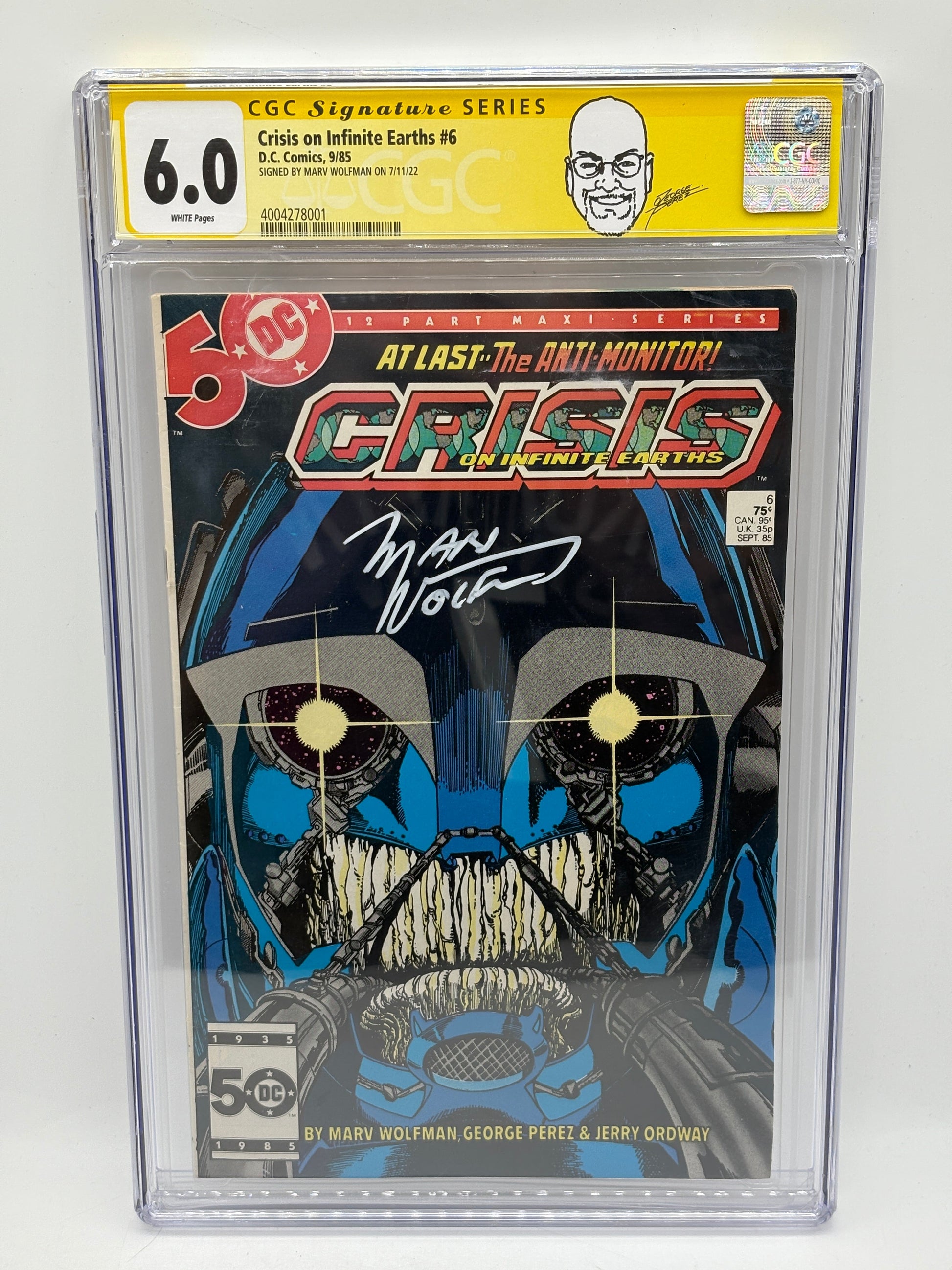 CGC Signature Series 6.0 Crisis on Infinite Earths #6 Signed By Marv Wolfman FRENLY BRICKS - Open 7 Days