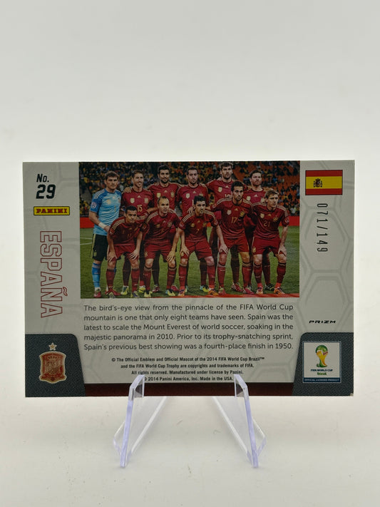 2014 Panini Fifa World Cup Brasil - #29 Spain Team Photo “Espana” Red /149 FRENLY BRICKS - Open 7 Days