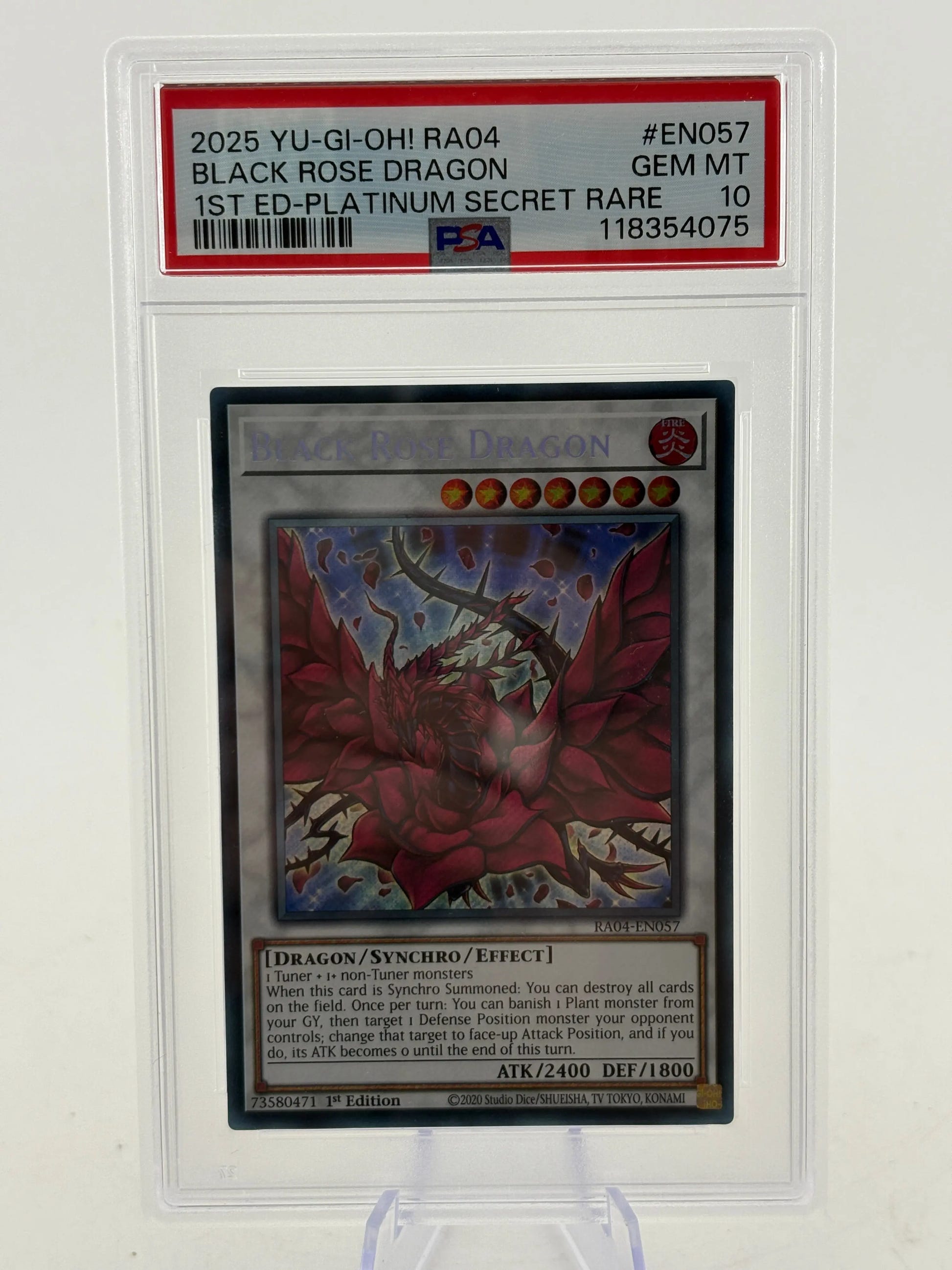 Yugioh Black Rose Dragon RA04-EN057 Platinum Secret Rare PSA 10 FRENLY BRICKS - Open 7 Days image 1