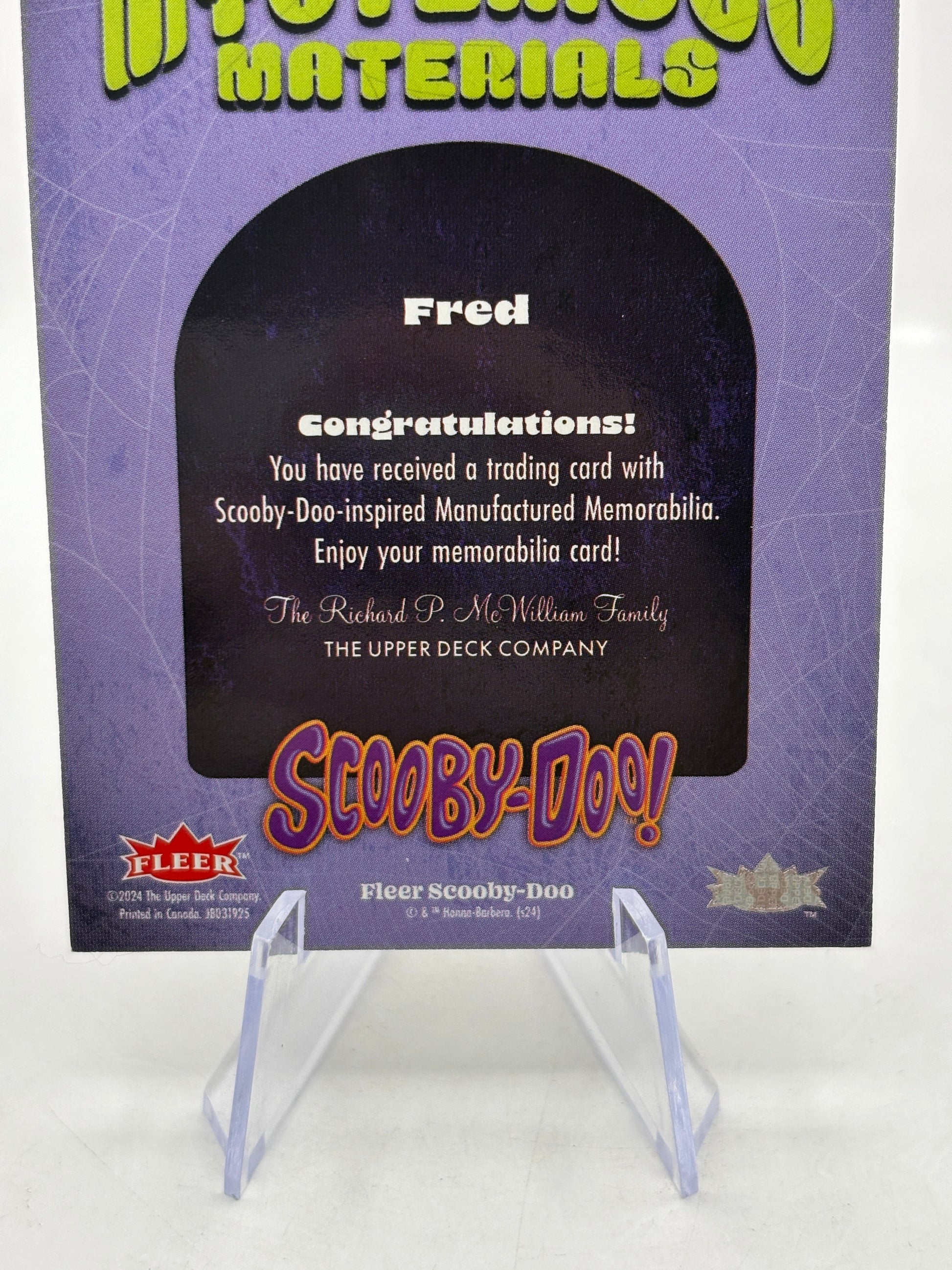 2025 Fleer Scooby-Doo FRED - Mysterious Materials  Relic MY-1 FRENLY BRICKS - Open 7 Days