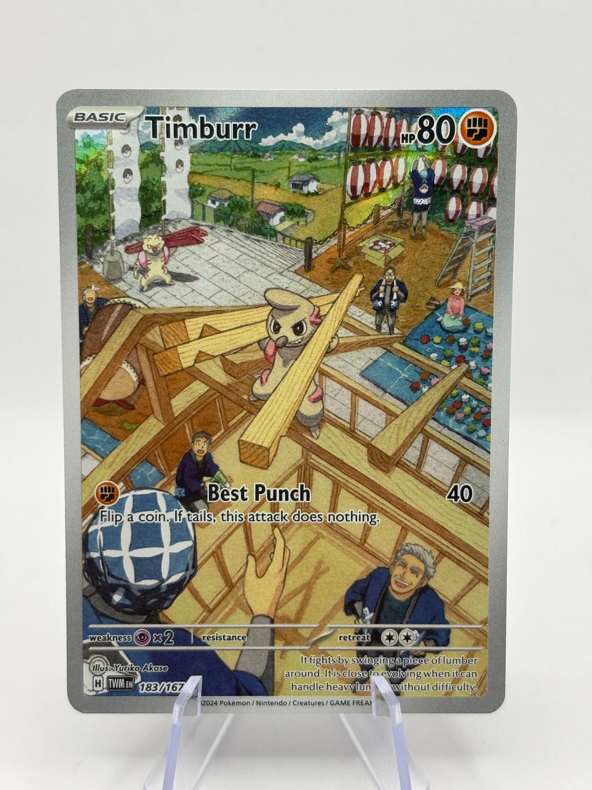 Pokemon TCG Twilight Masquerade- Timburr 183/167 Art Rare LP FRENLY BRICKS - Open 7 Days