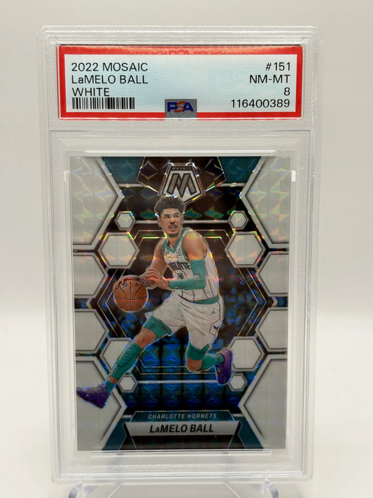 2022-23 Panini Mosaic Basketball - LaMelo Ball White 25/25 PSA 8 FRENLY BRICKS - Open 7 Days