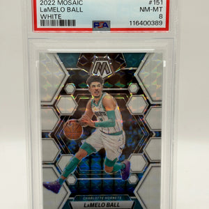 2022-23 Panini Mosaic Basketball - LaMelo Ball White 25/25 PSA 8 FRENLY BRICKS - Open 7 Days