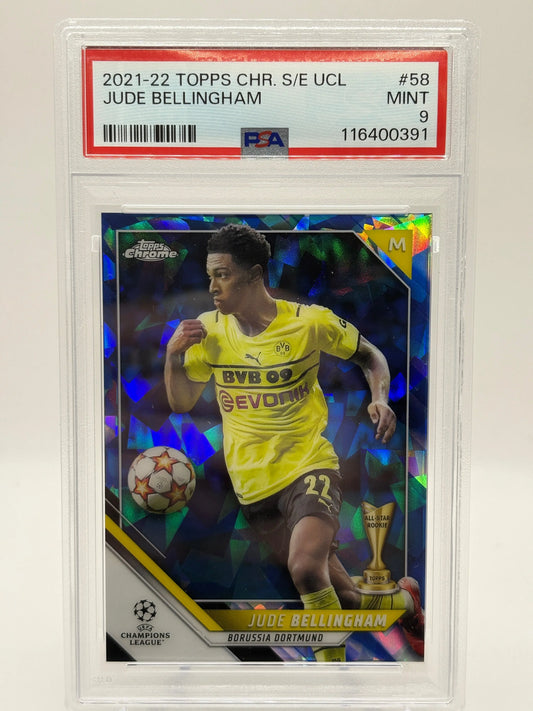 2021-22 Topps Chrome Champions League - Jude Bellingham #58 Sapphire PSA 9 FRENLY BRICKS - Open 7 Days