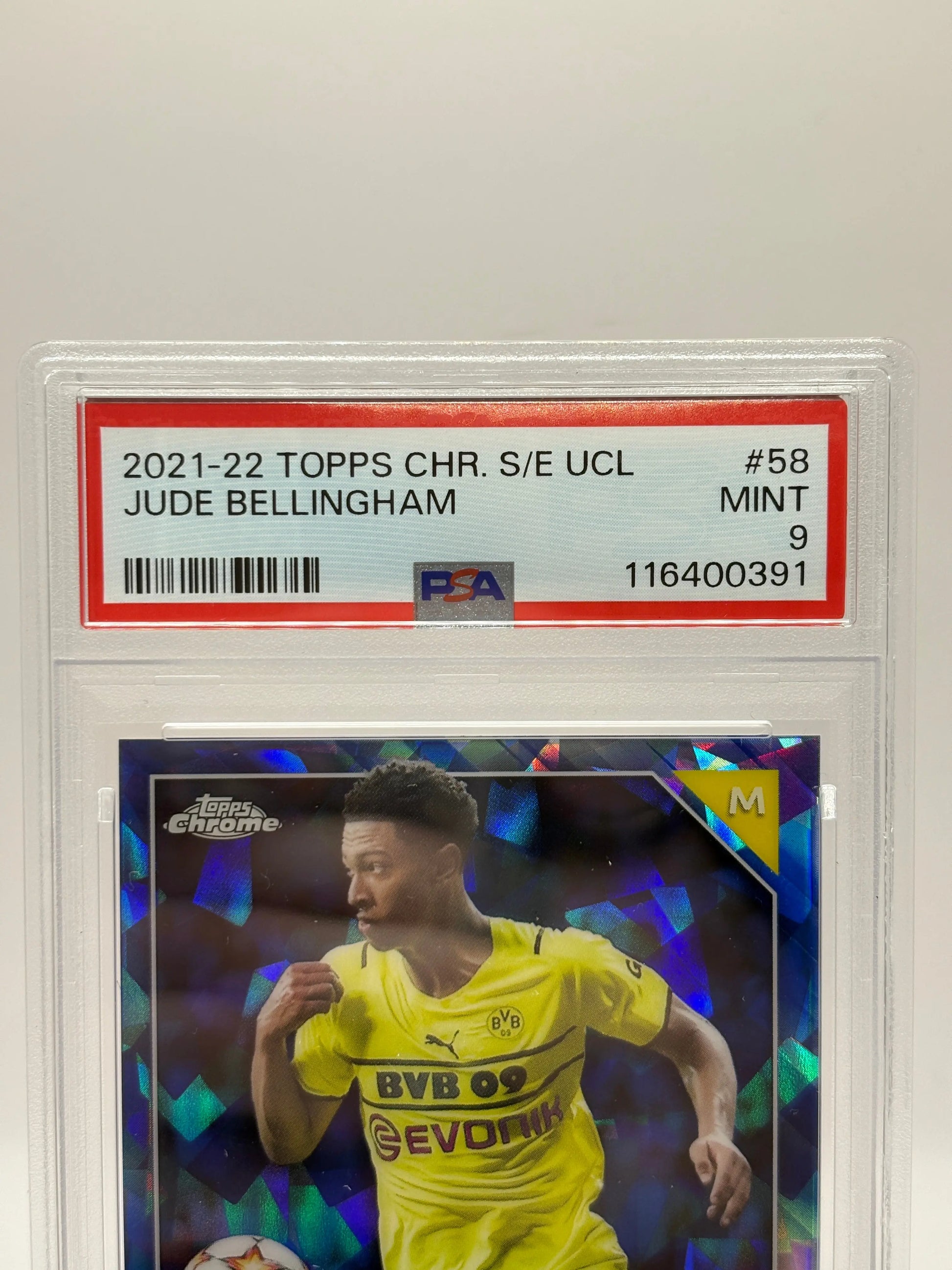 2021-22 Topps Chrome Champions League - Jude Bellingham #58 Sapphire PSA 9 FRENLY BRICKS - Open 7 Days