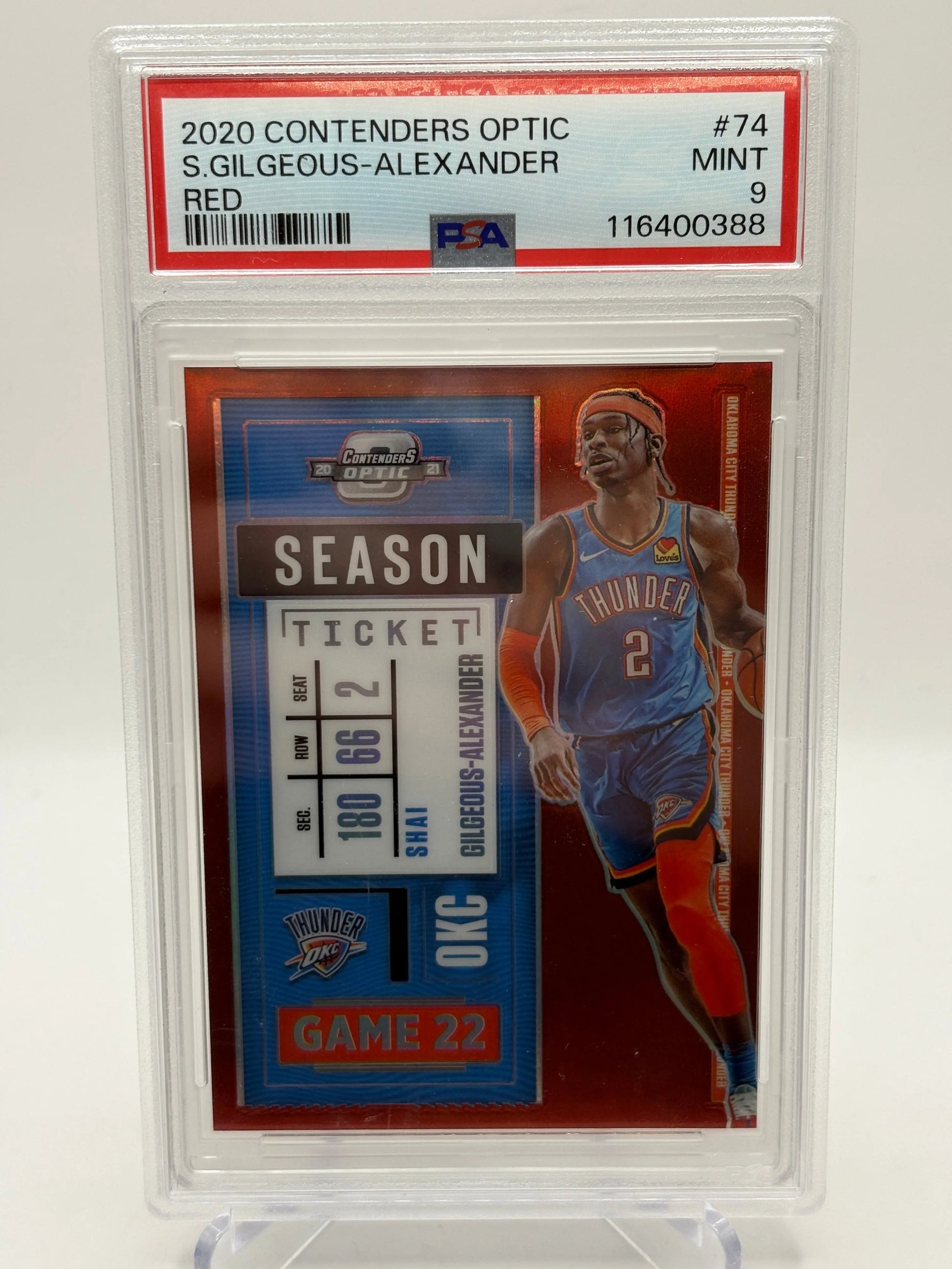 2020 Contenders Optic - Shai Gilgeous Alexander Red #74 PSA 9 FRENLY BRICKS - Open 7 Days
