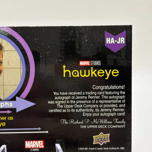 2023 Upper Deck Marvel Hawkeye Auto Horizontal SP - Jeremy Renner Hawkeye FRENLY BRICKS - Open 7 Days