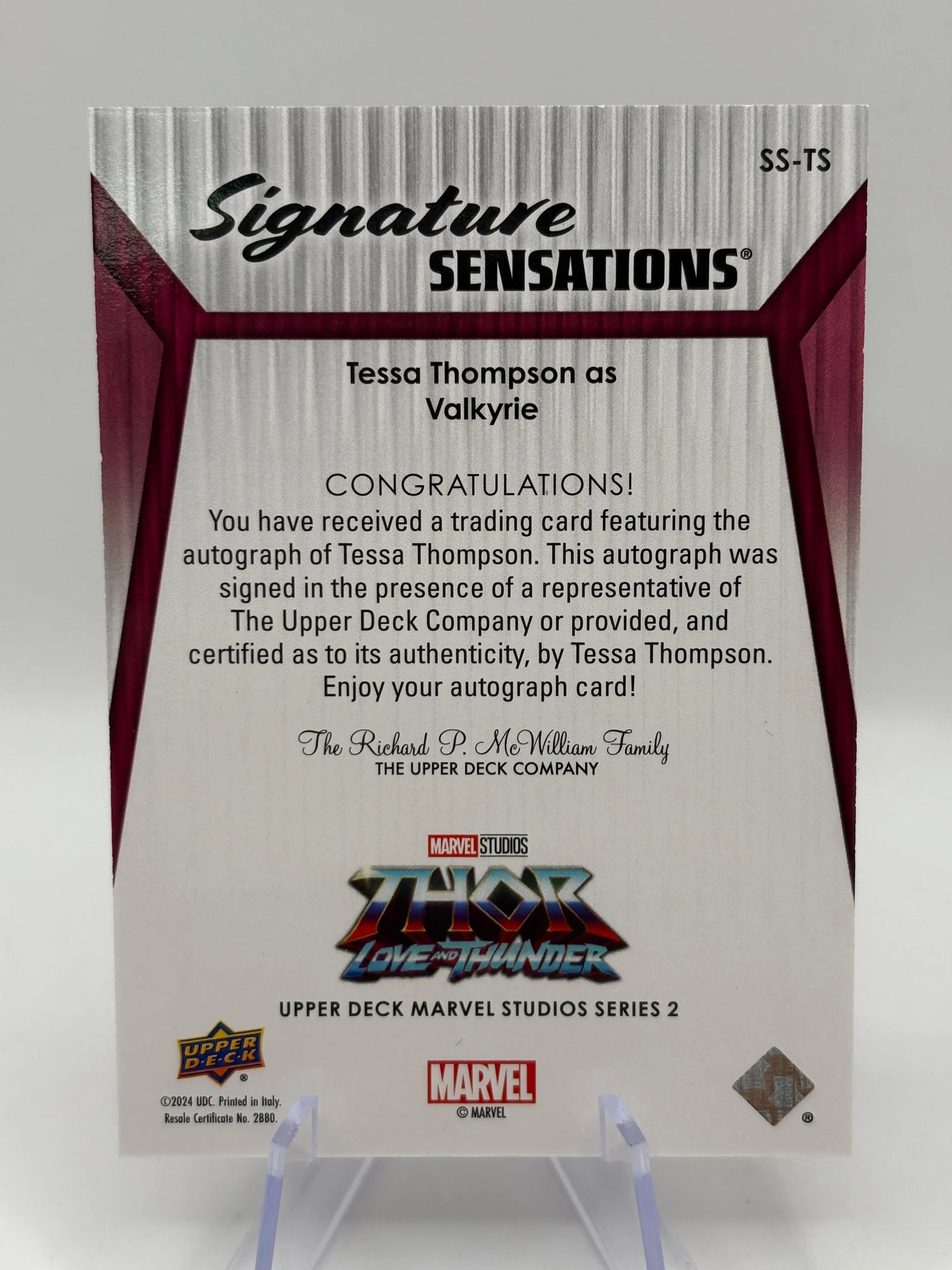 2024 Upper Deck Marvel Studios Series 2 THOR Auto Tessa Thompson as Valkyrie FRENLY BRICKS - Open 7 Days