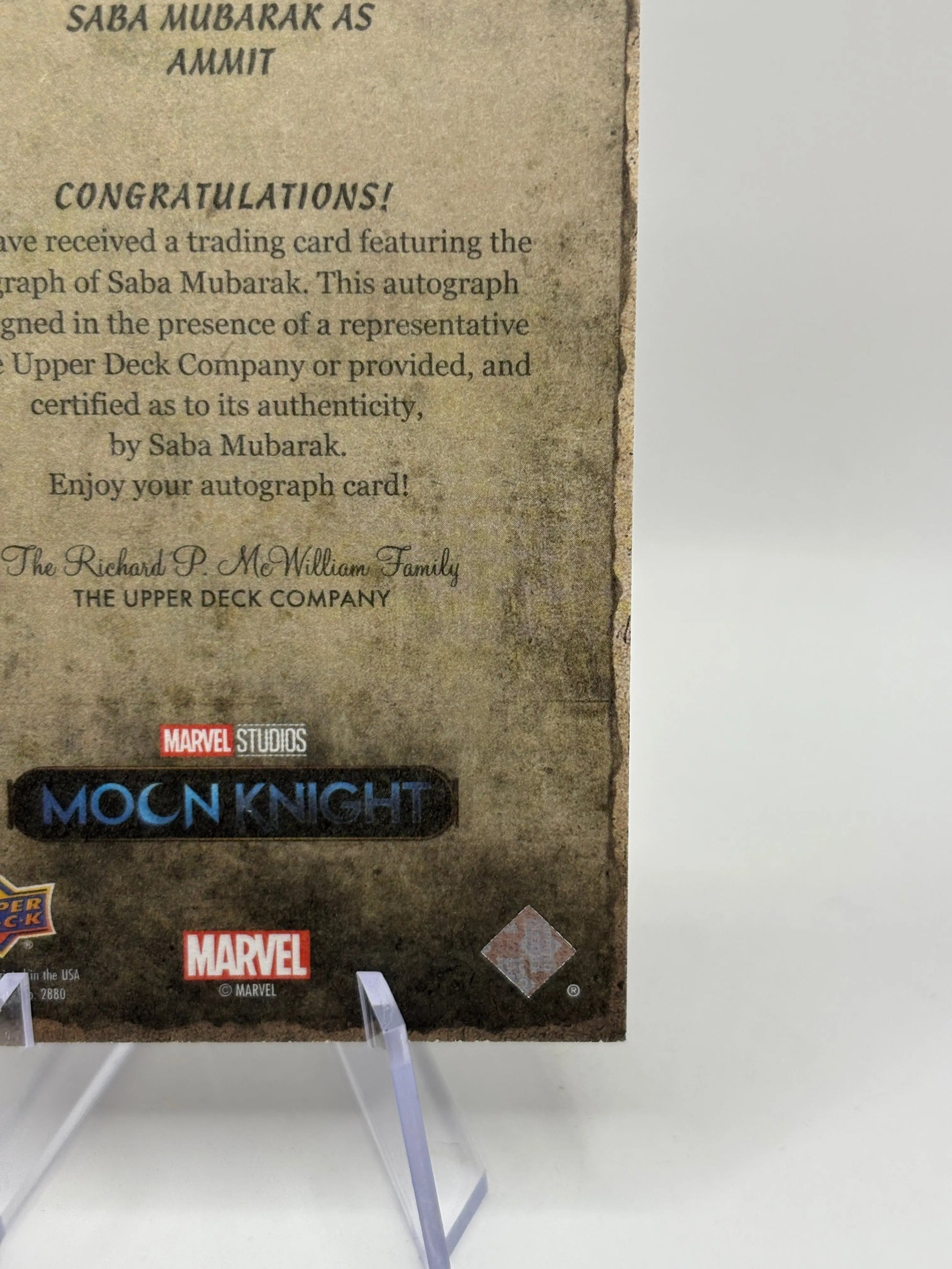 2023 Upper Deck Moon Knight Canvas Auto Saba Mubarak as Ammit #CA-AM Auto FRENLY BRICKS - Open 7 Days