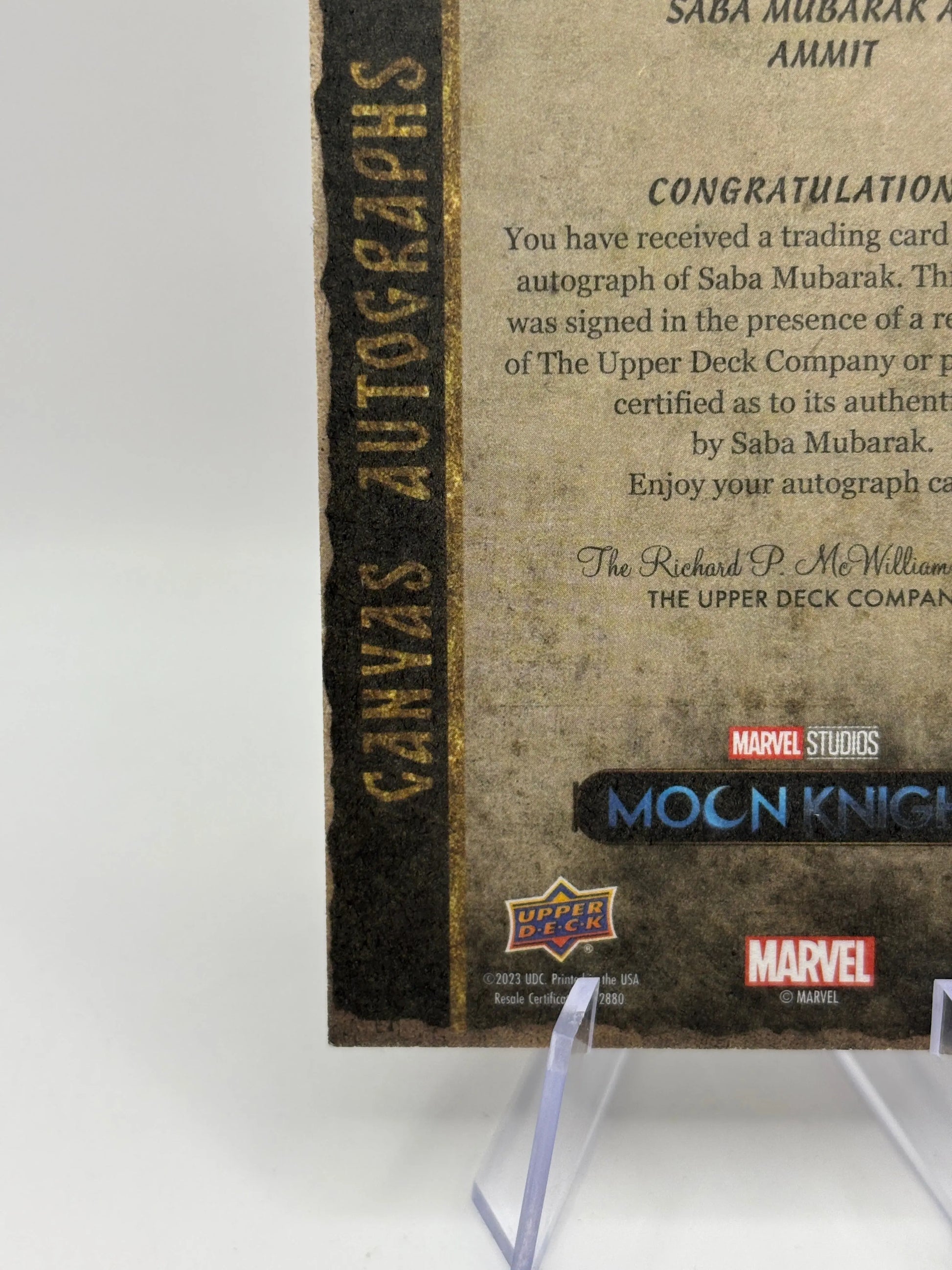 2023 Upper Deck Moon Knight Canvas Auto Saba Mubarak as Ammit #CA-AM Auto FRENLY BRICKS - Open 7 Days